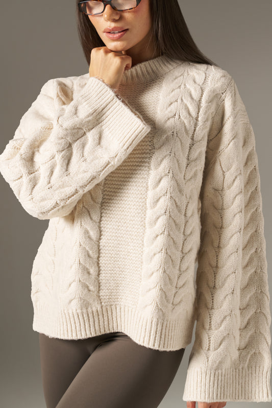 Chunky Cable Knitted Jumper - Crème