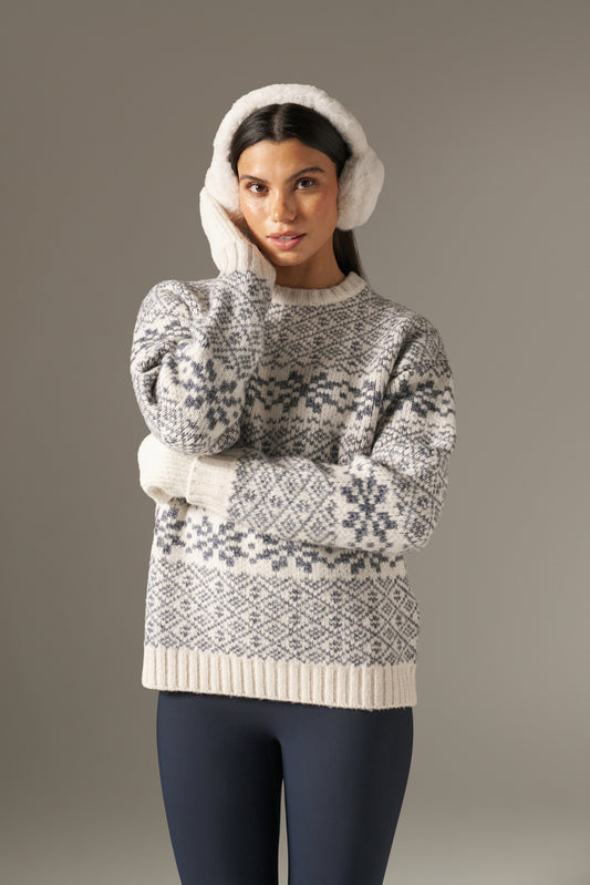 Fair Isle Detail Knitted Jumper - Powder Blue