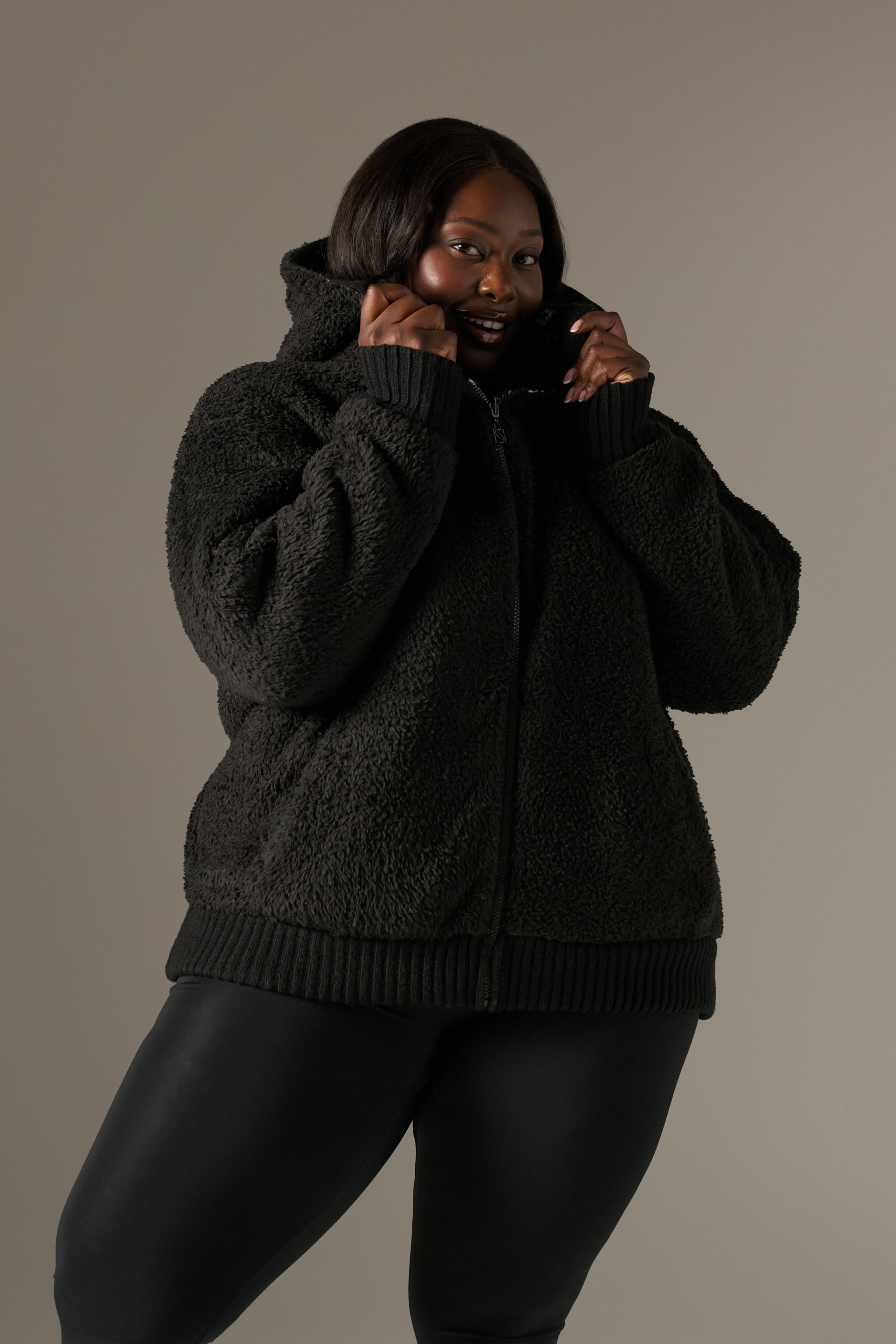 Fairisle Reversible Zip Through Knitted Hoodie - Core Black – reasn