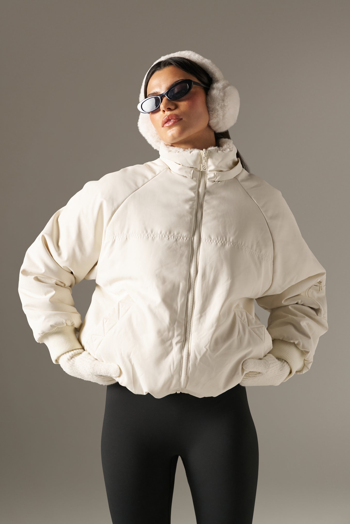 Reversible Faux Fur Coat - Crème