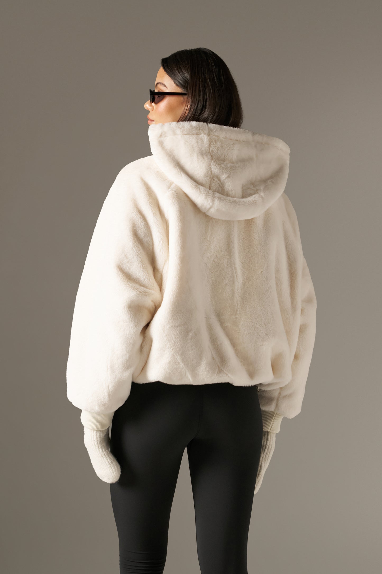 Reversible Faux Fur Coat - Crème