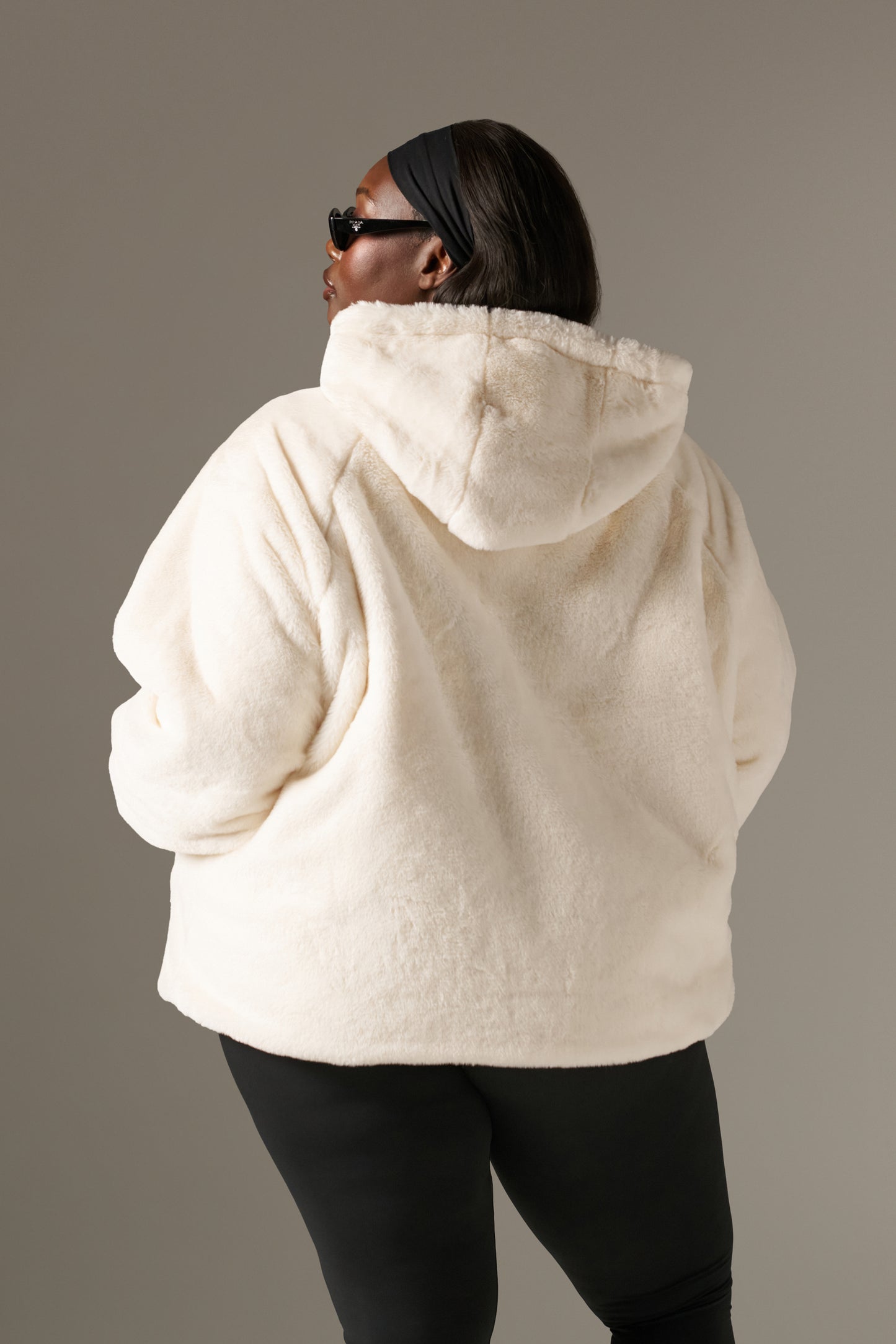 Reversible Faux Fur Coat - Crème