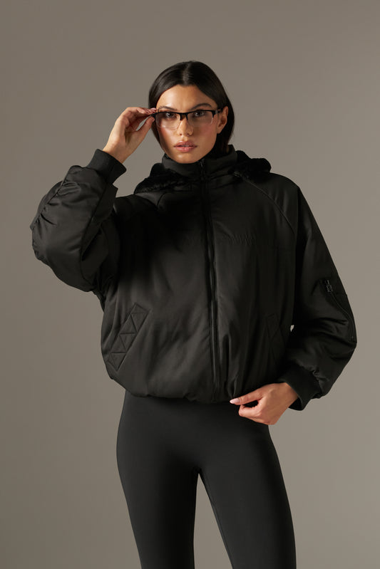 Reversible Faux Fur Coat - Core Black