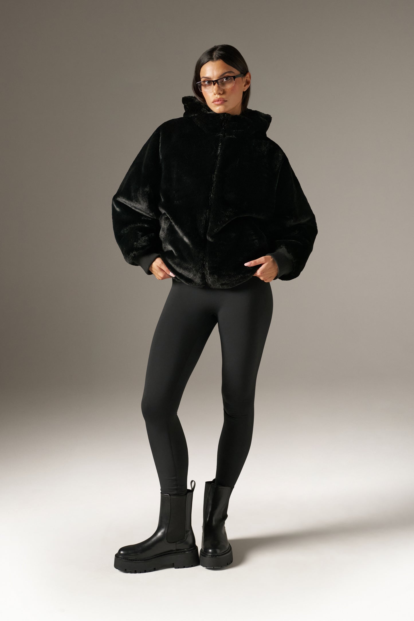 Reversible Faux Fur Coat - Core Black