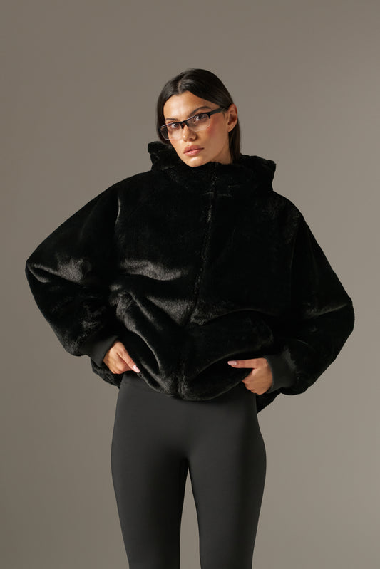 Reversible Faux Fur Coat - Core Black