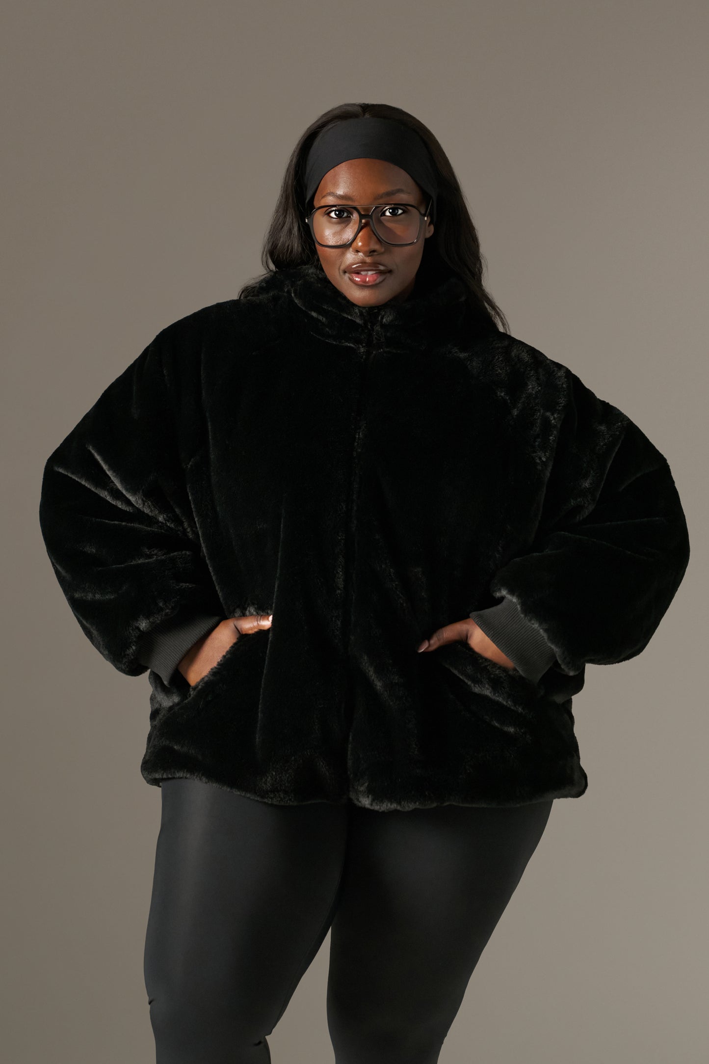 Reversible Faux Fur Coat - Core Black