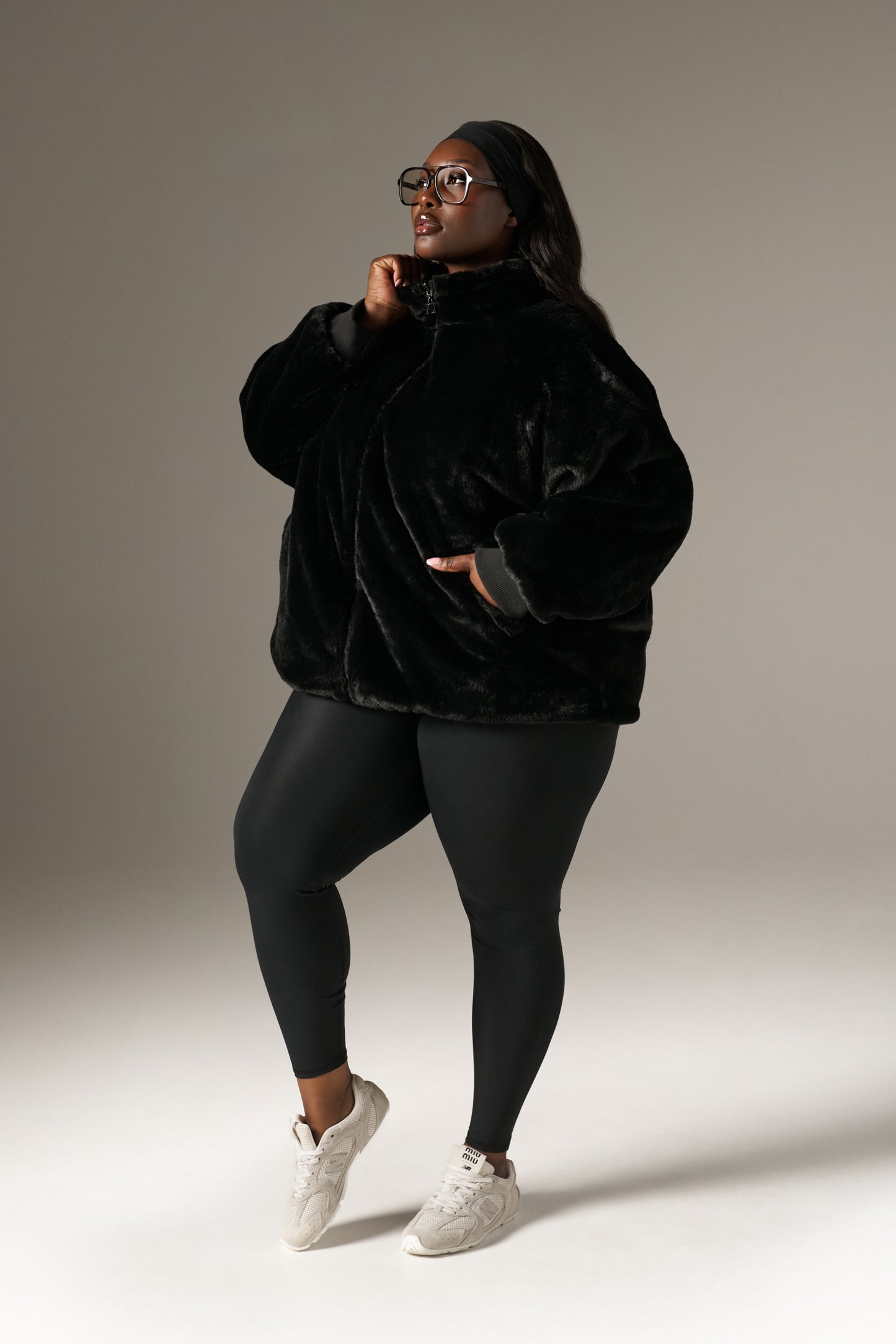 Reversible Faux Fur Coat - Core Black