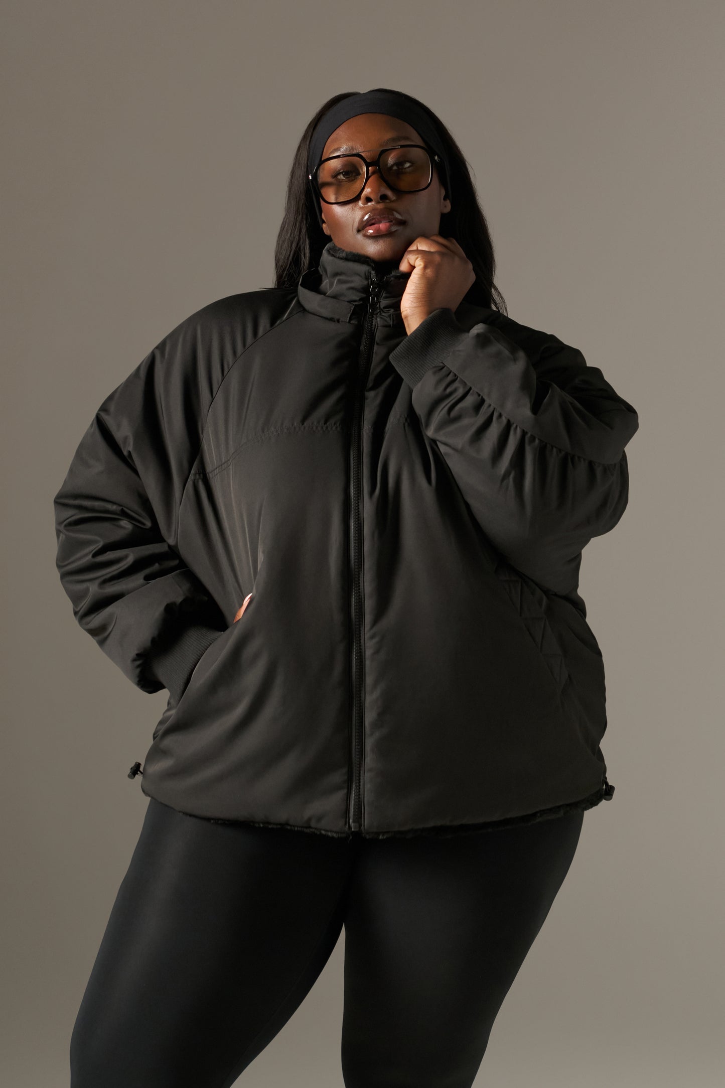 Reversible Faux Fur Coat - Core Black