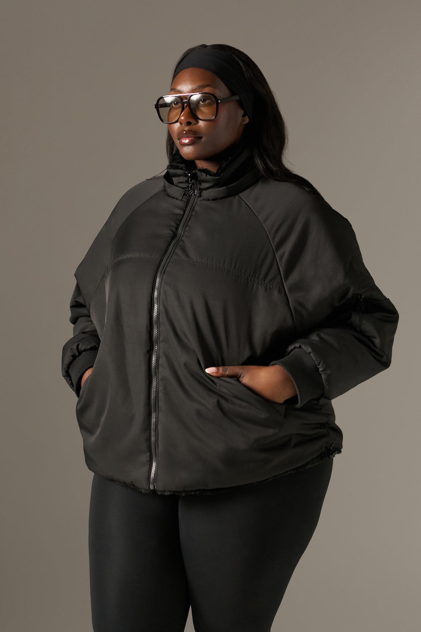 Reversible Faux Fur Coat - Core Black