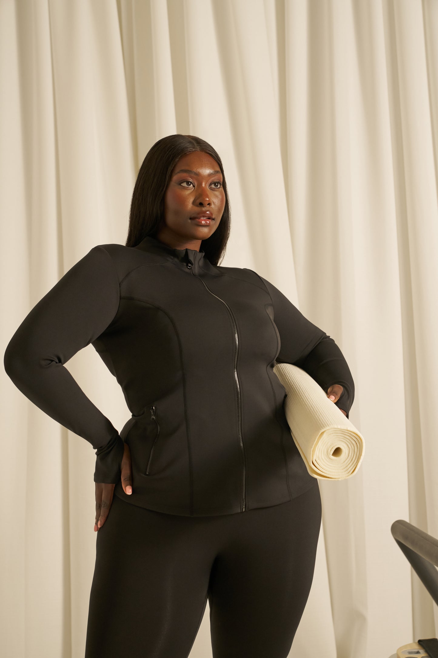 Smoothform Zip Through Seam Detail Active Jacket - Core Black