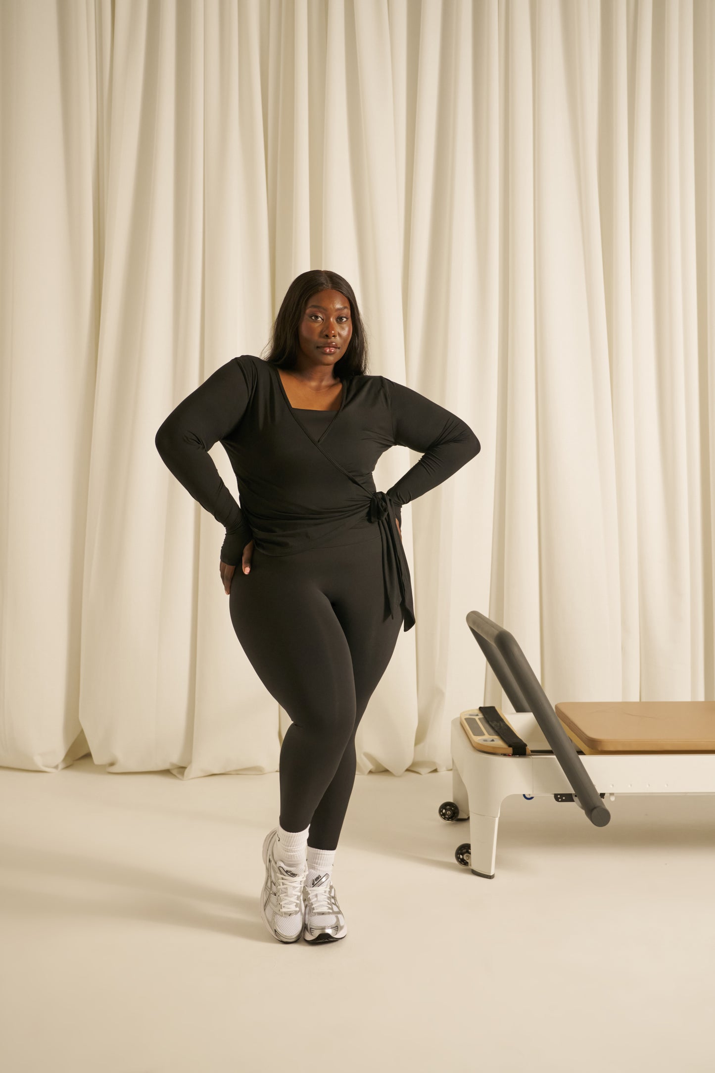 Ballet Wrap Long Sleeve Top - Core Black