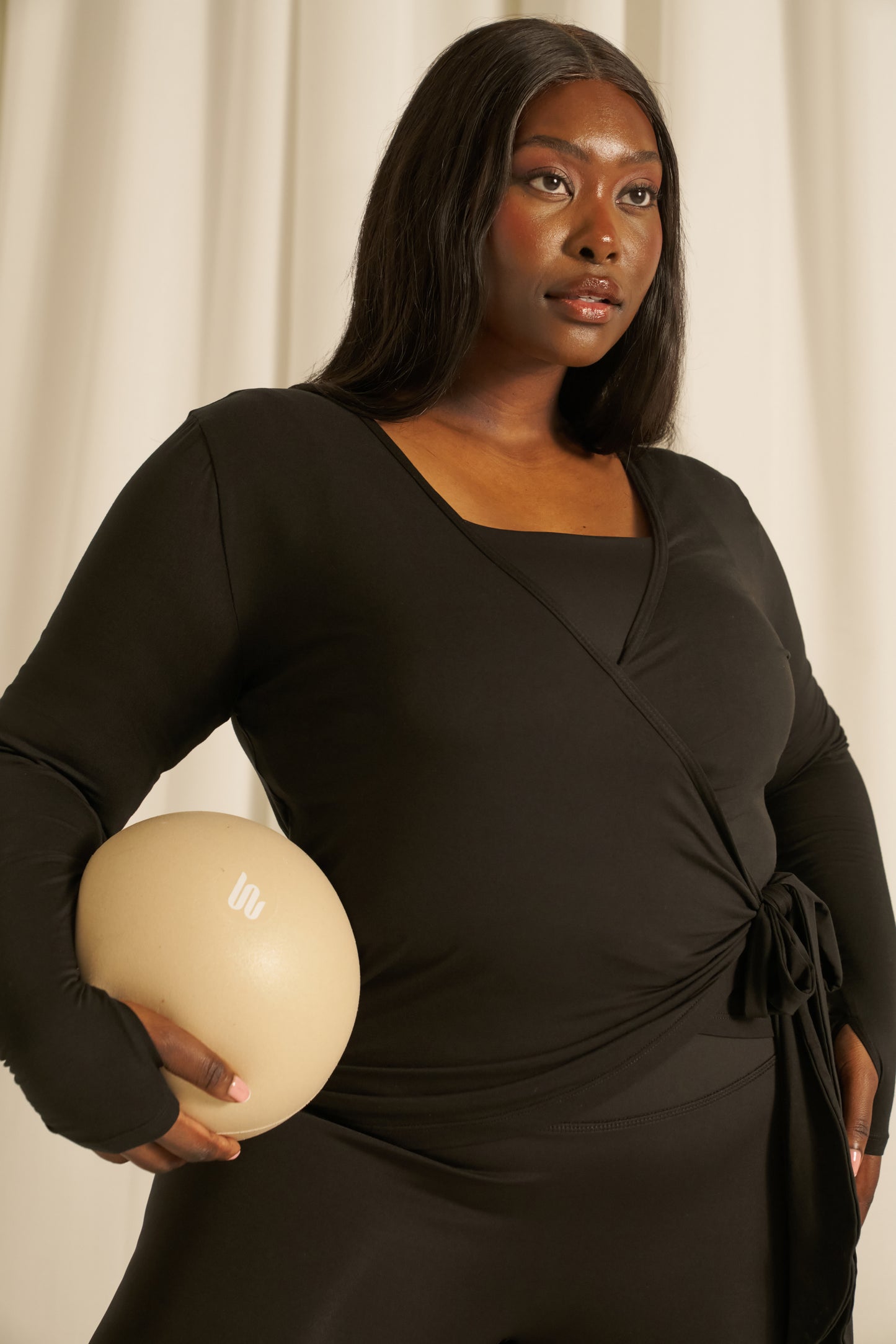 Ballet Wrap Long Sleeve Top - Core Black