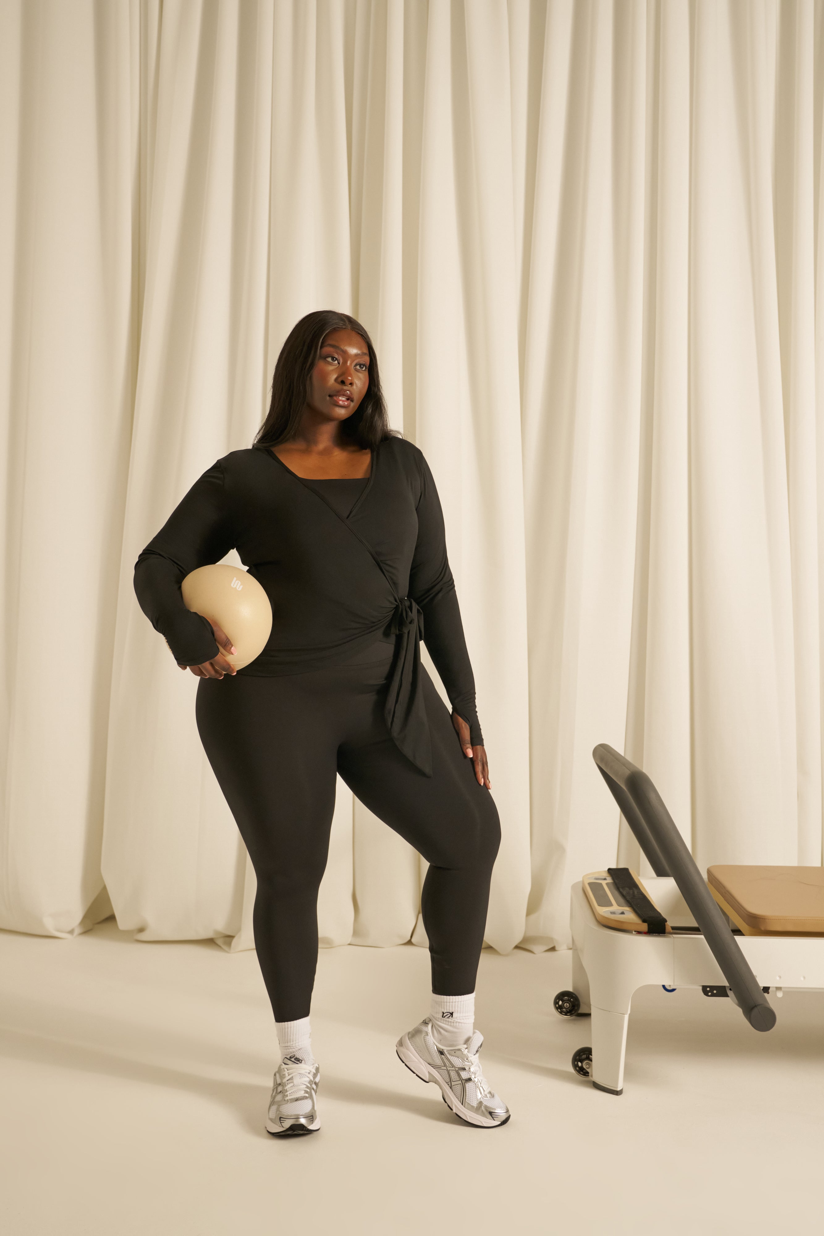 Ballet Wrap Long Sleeve Top - Core Black – reasn