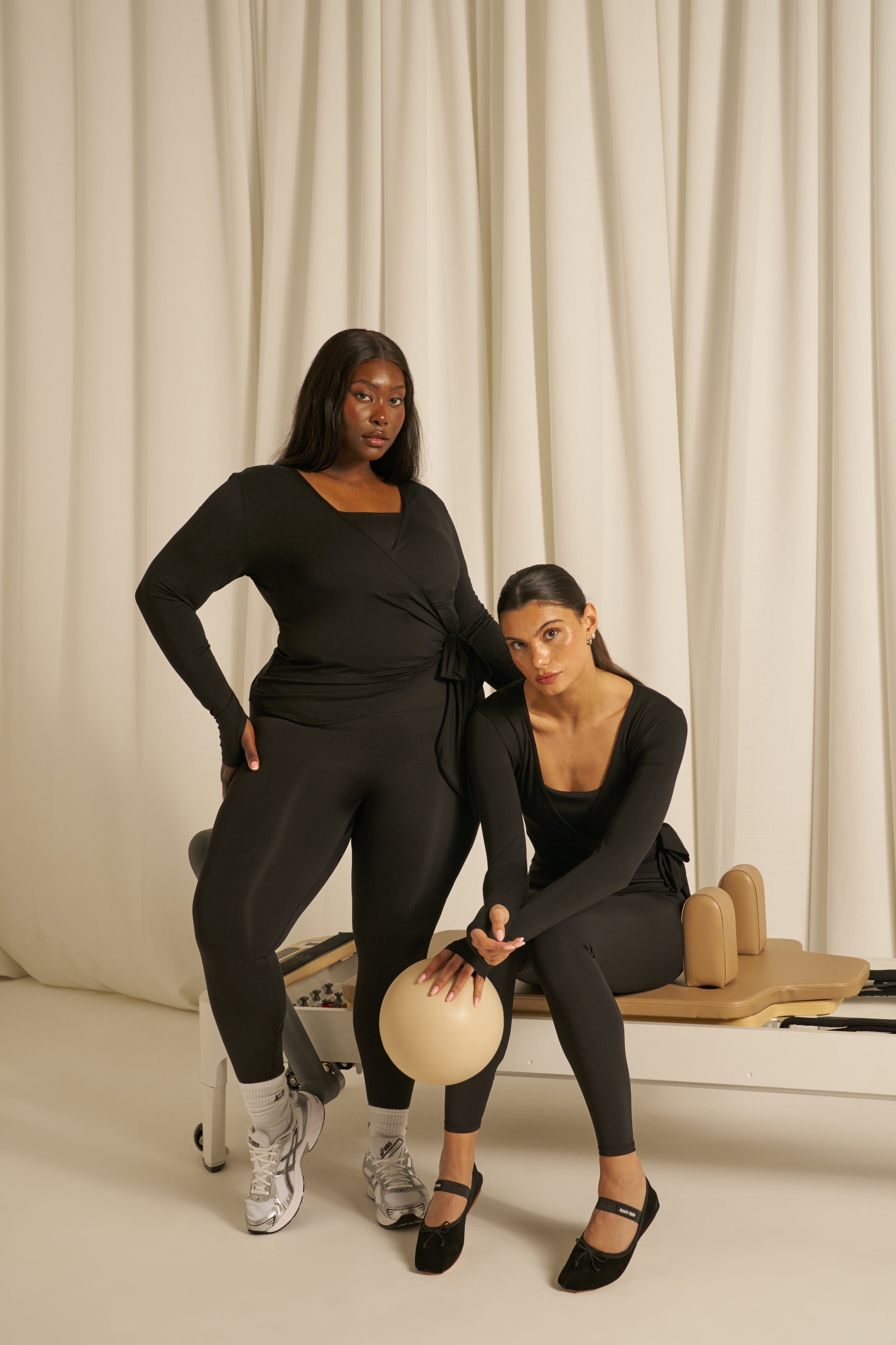 Ballet Wrap Long Sleeve Top - Core Black – reasn