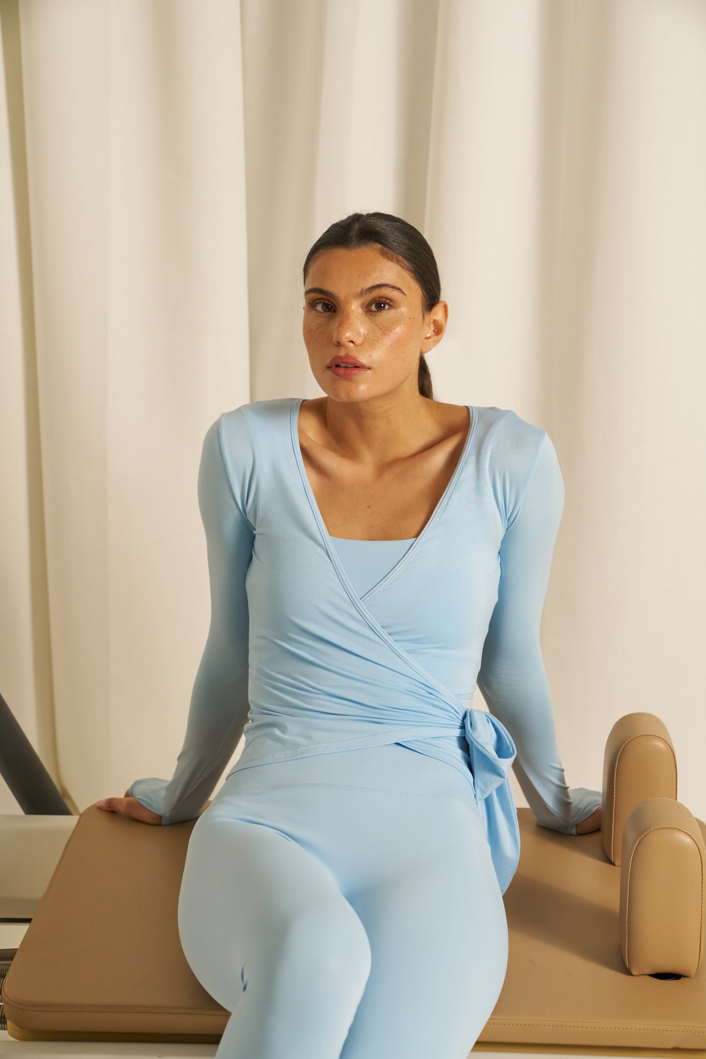 Ballet Wrap Long Sleeve Top - Powder Blue