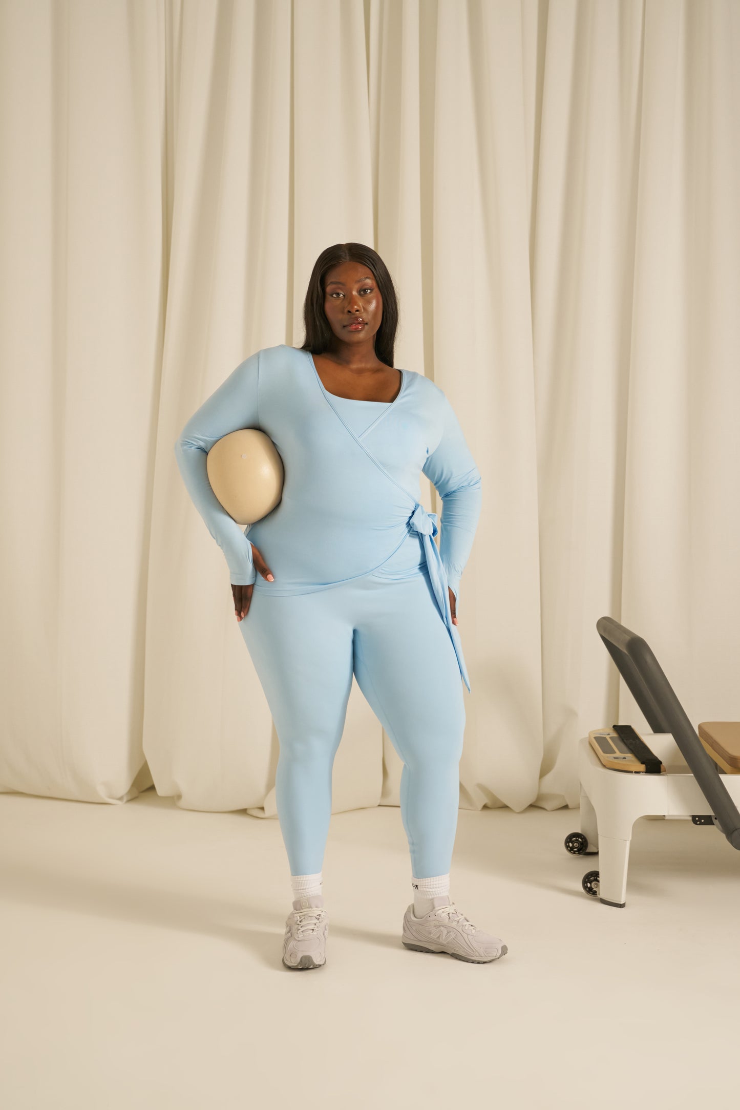 Ballet Wrap Long Sleeve Top - Powder Blue