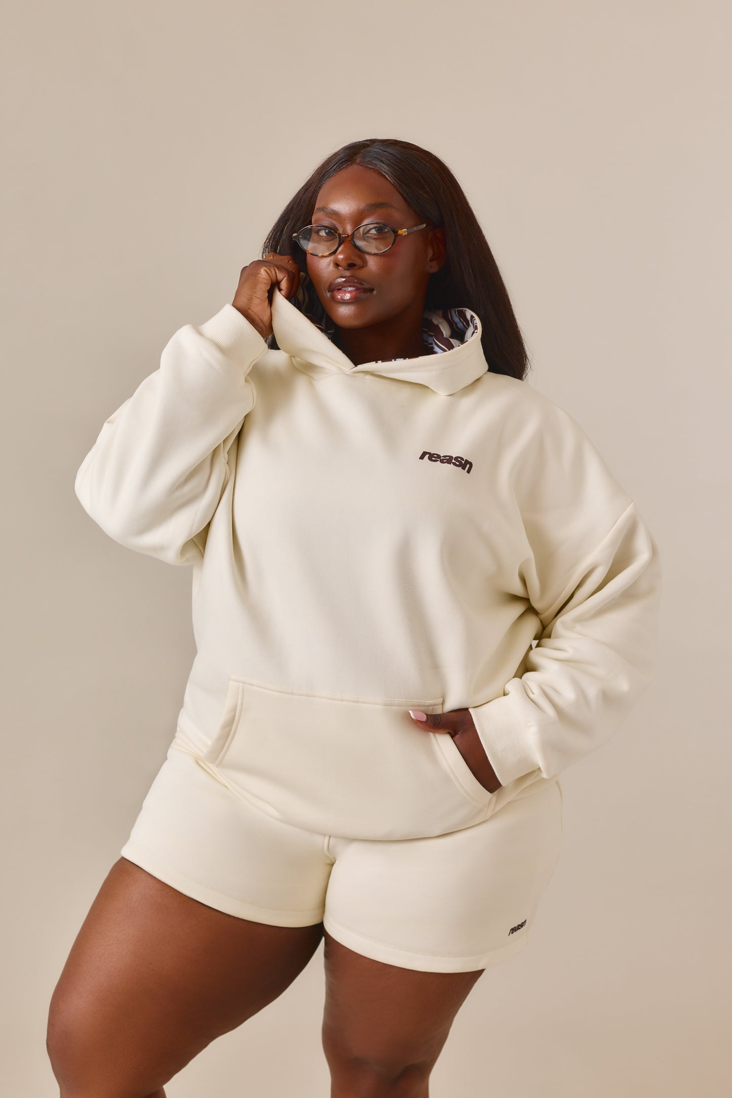 Reversible Stripe High Waist Shorts - Crème