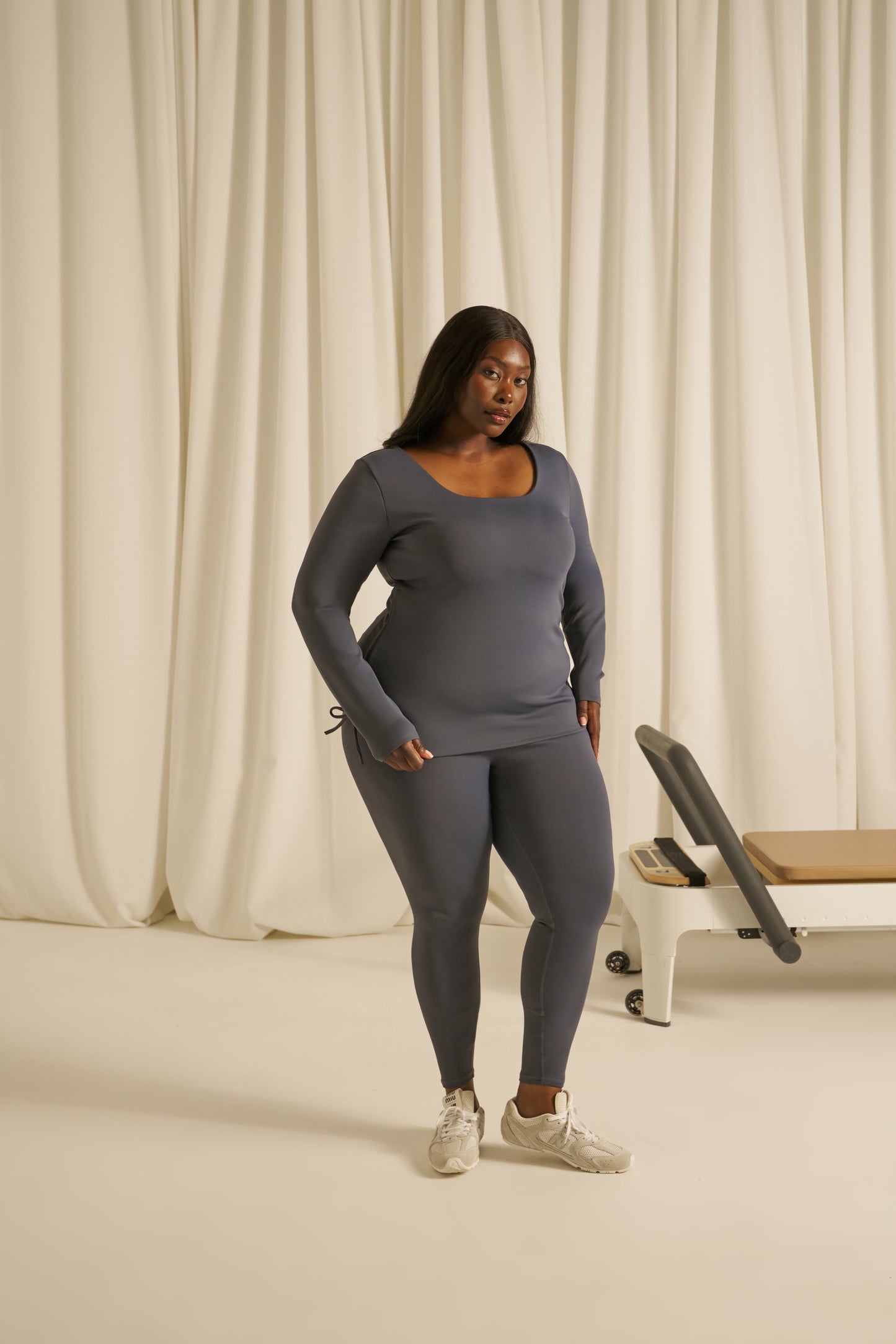 Smoothform Wrap Waistband High Waist Leggings - Slate Blue