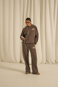 High Waist Wide Leg Joggers - Plum Truffle