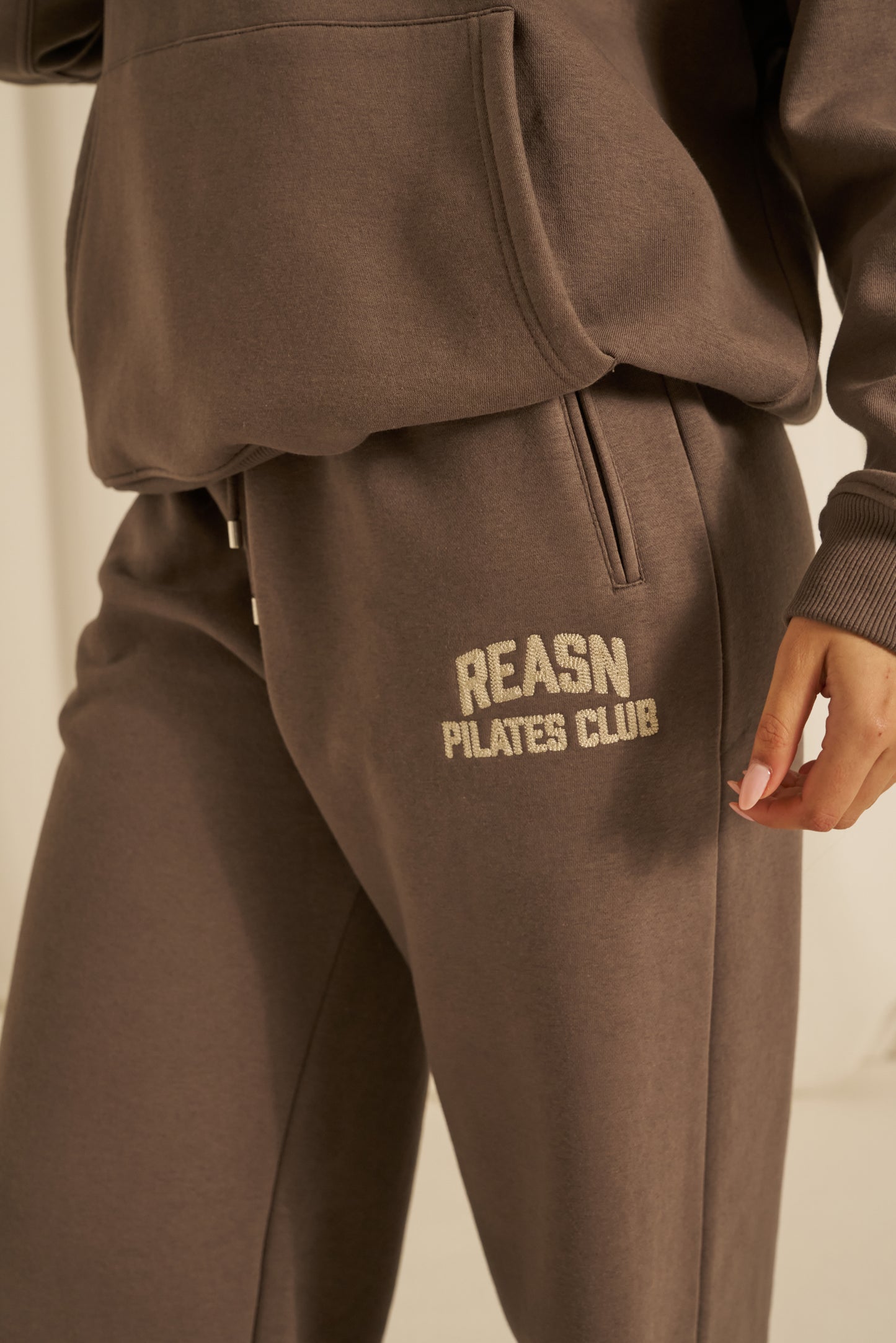 High Waist Wide Leg Joggers - Plum Truffle