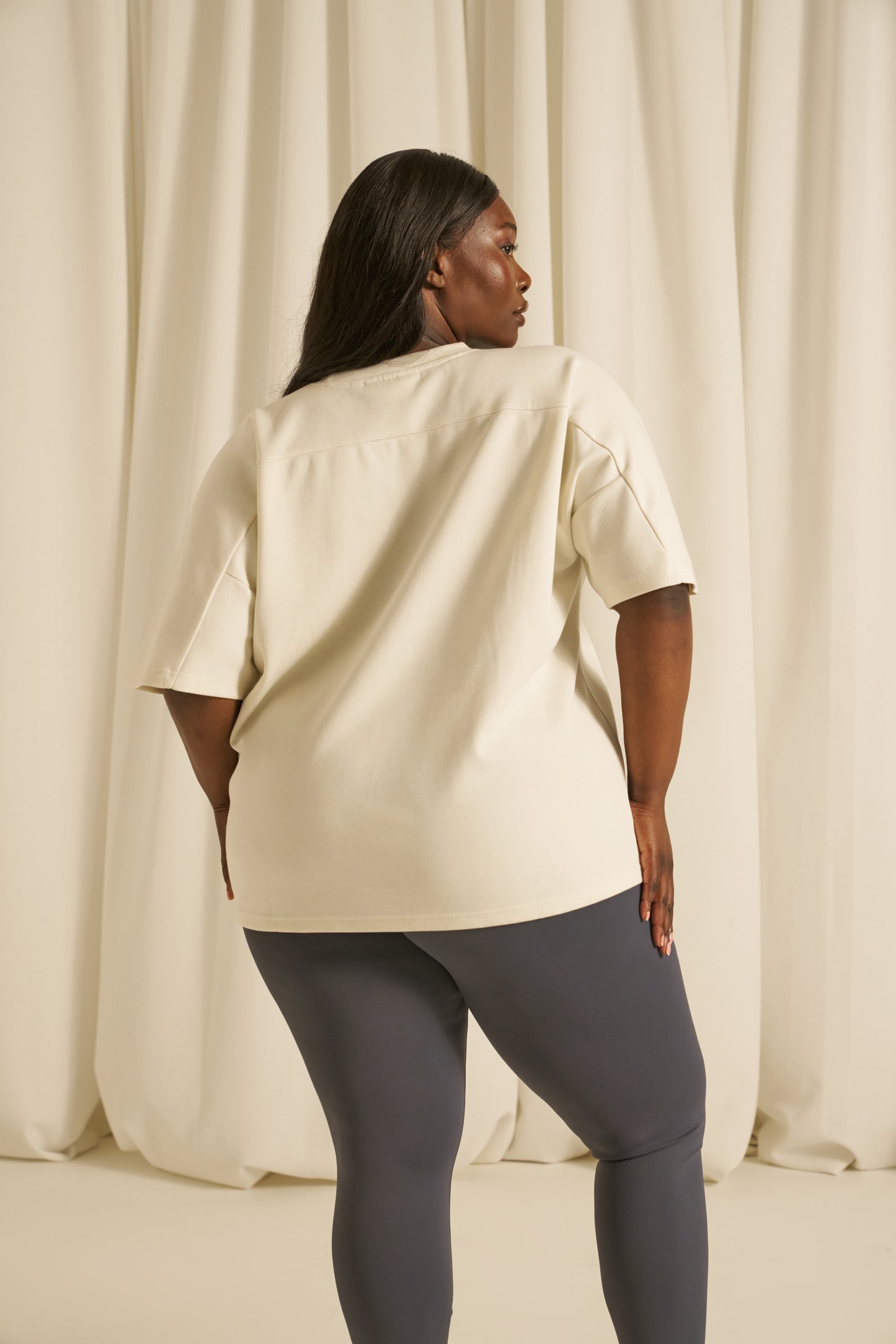 Oversized Boyfriend Fit T-Shirt - Crème