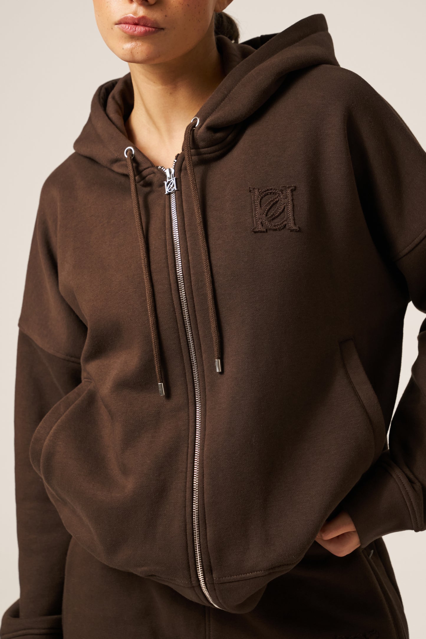 Zip Through Hoodie - Espresso