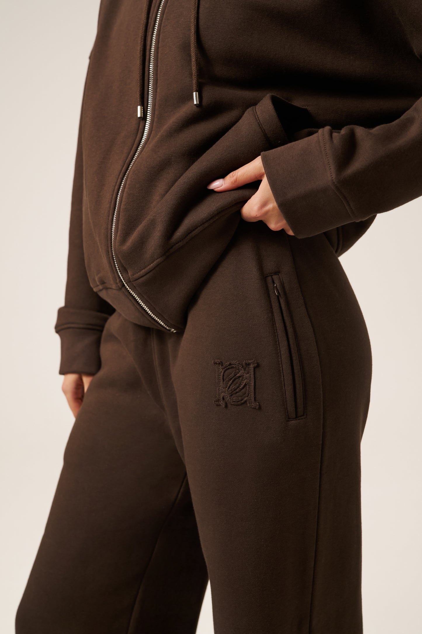 High Waist Wide Leg Joggers - Espresso