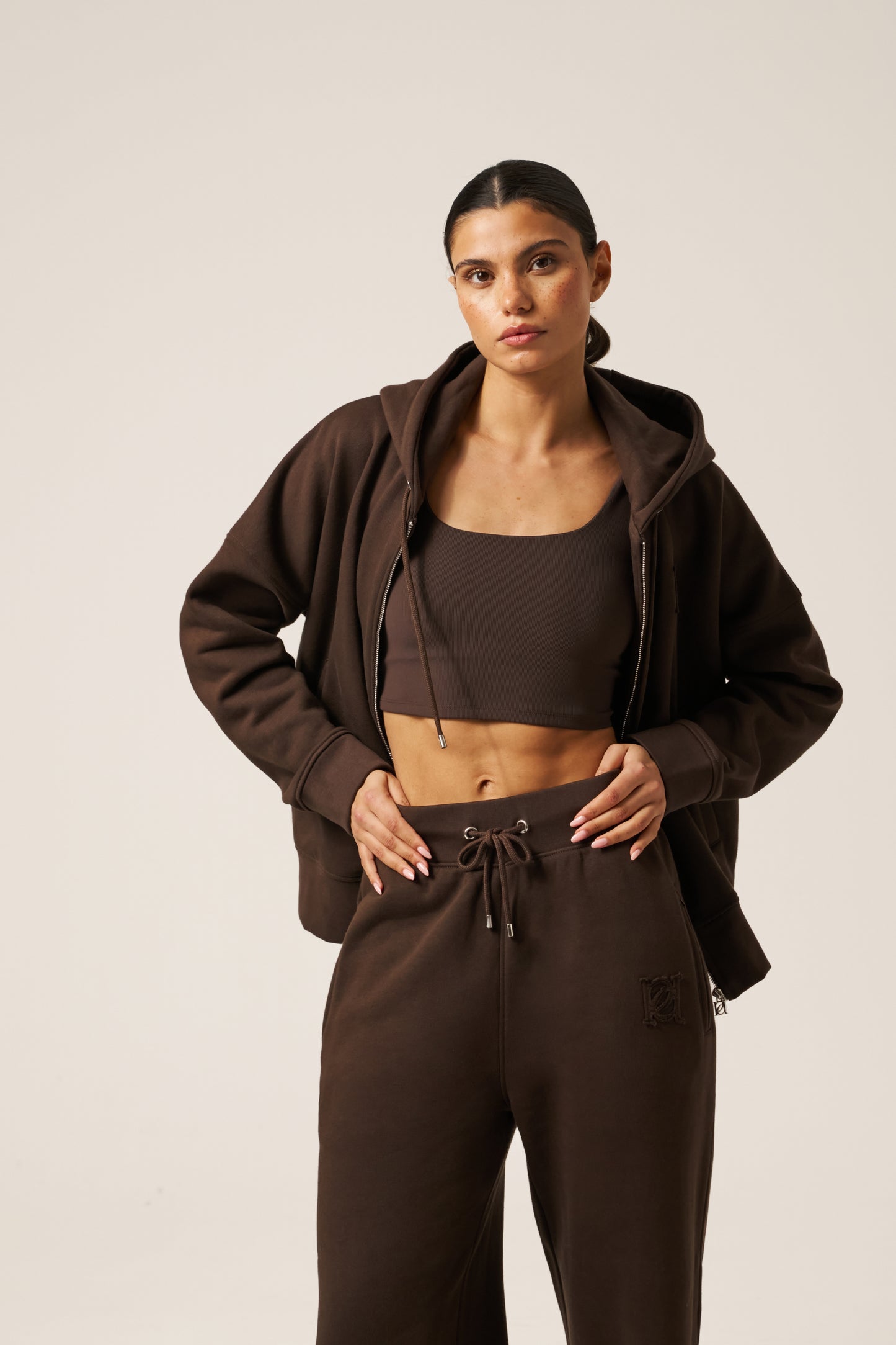 Zip Through Hoodie - Espresso