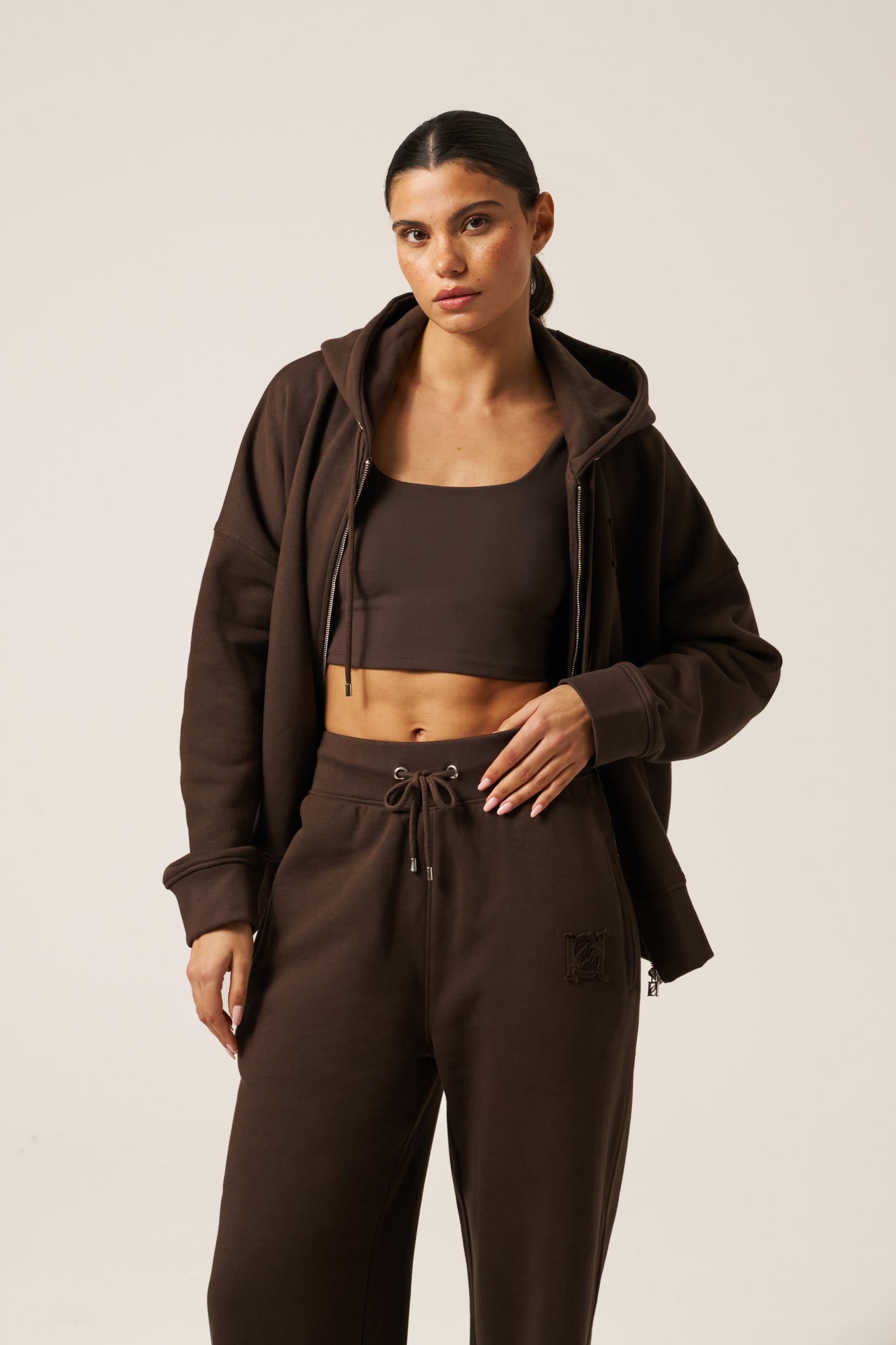 Zip Through Hoodie - Espresso