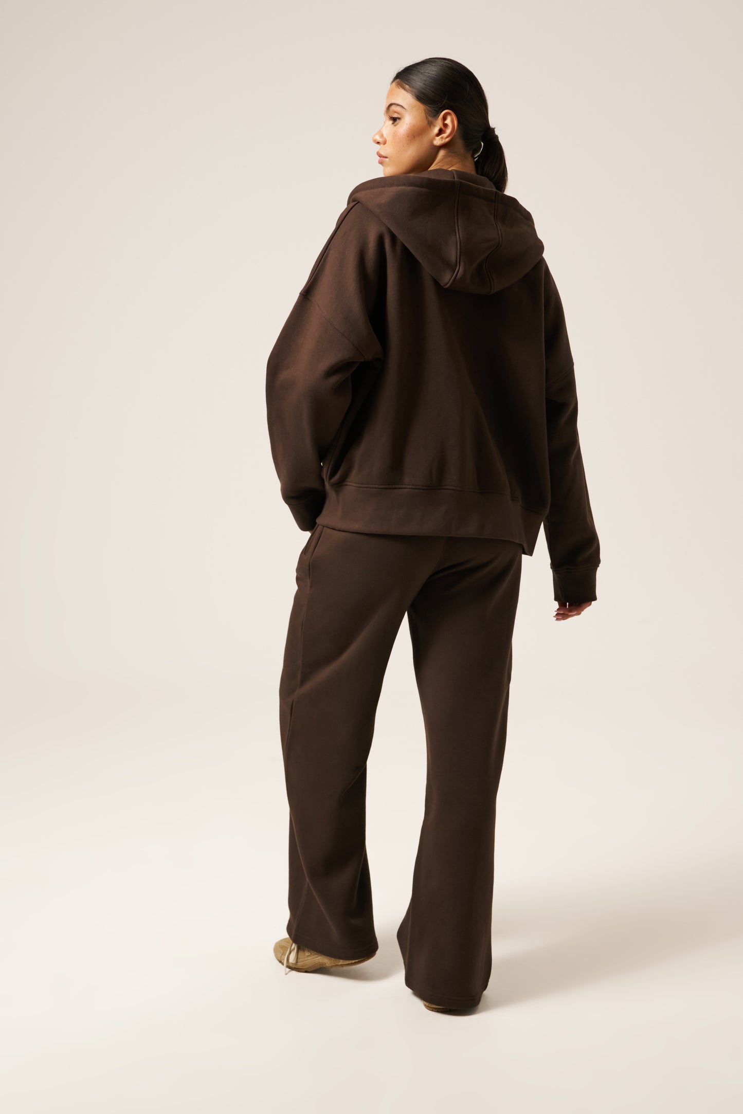 High Waist Wide Leg Joggers - Espresso