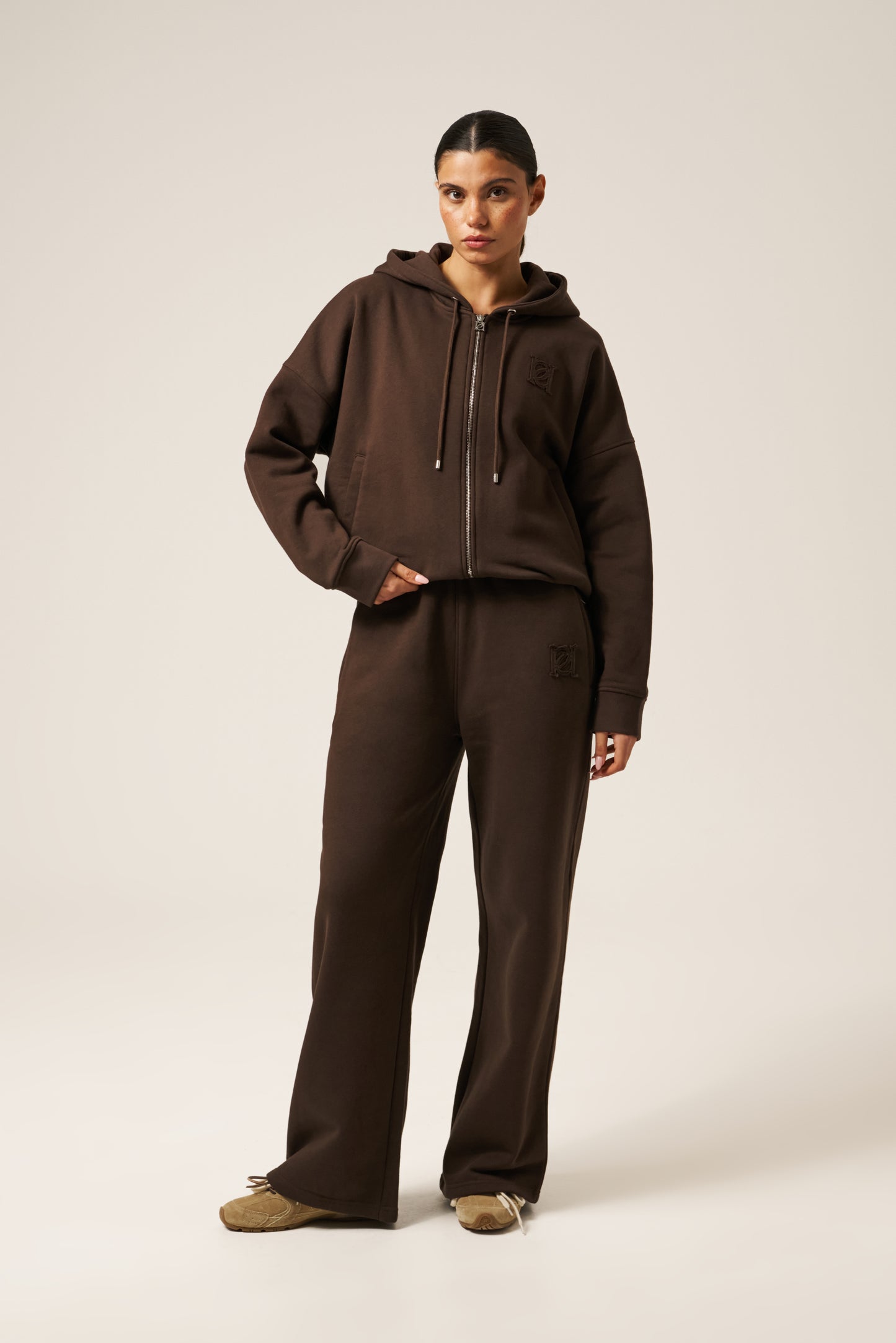 High Waist Wide Leg Joggers - Espresso