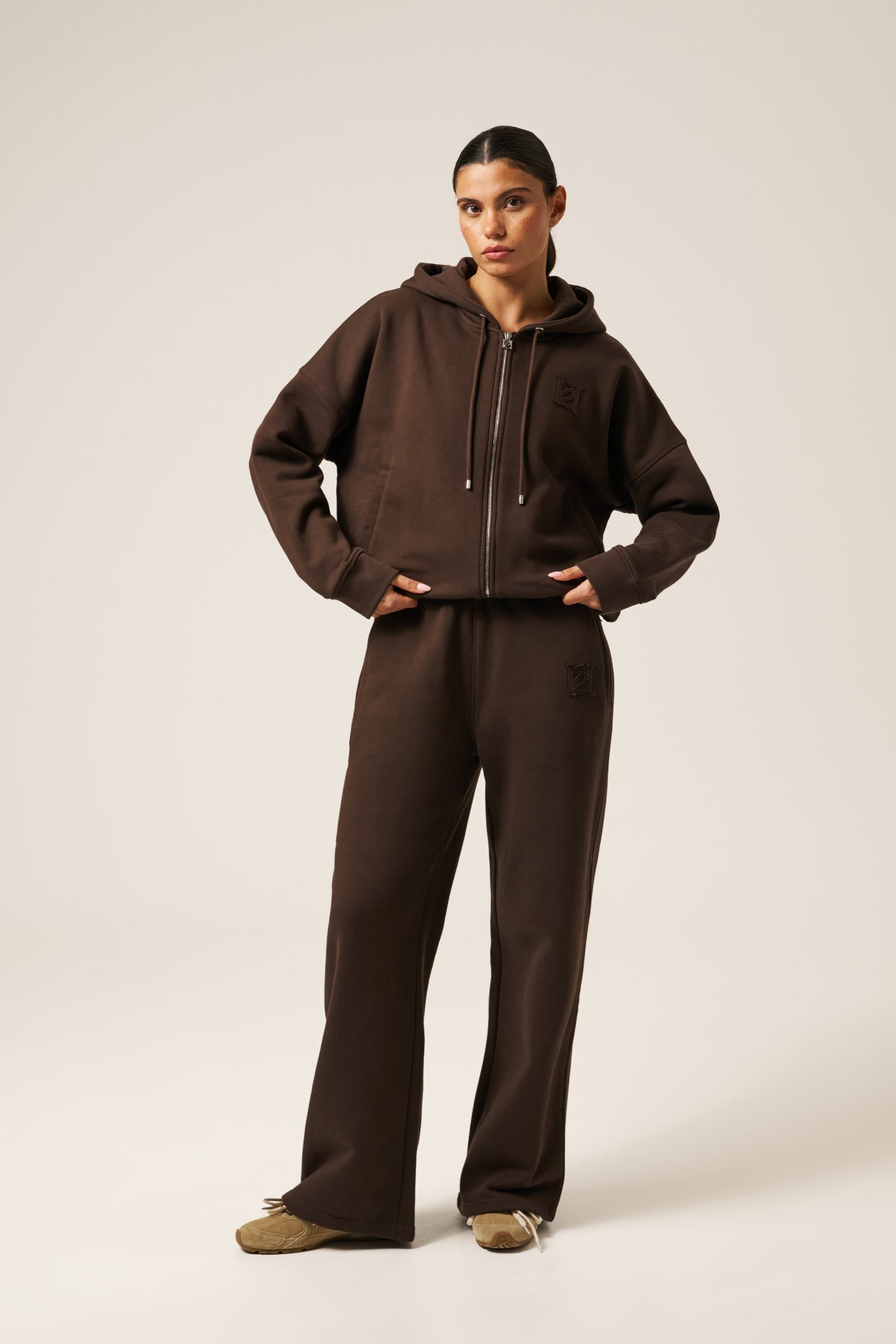 Zip Through Hoodie - Espresso