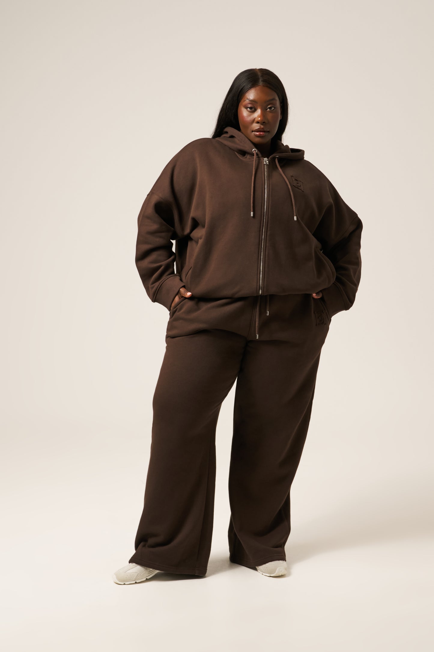 High Waist Wide Leg Joggers - Espresso