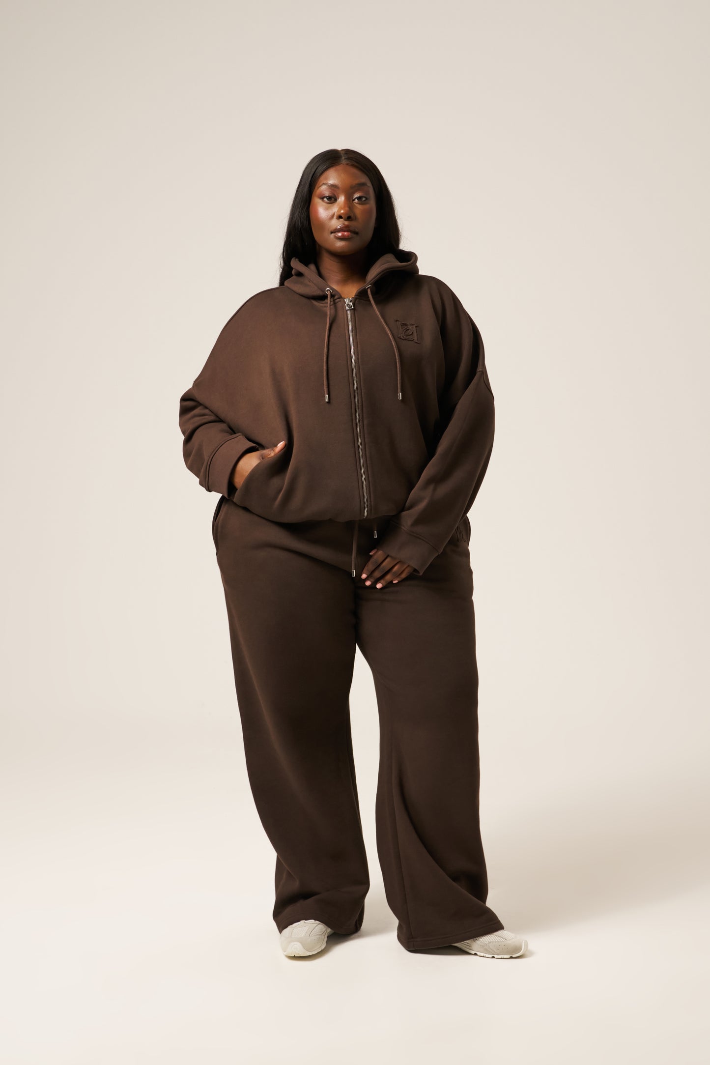 High Waist Wide Leg Joggers - Espresso
