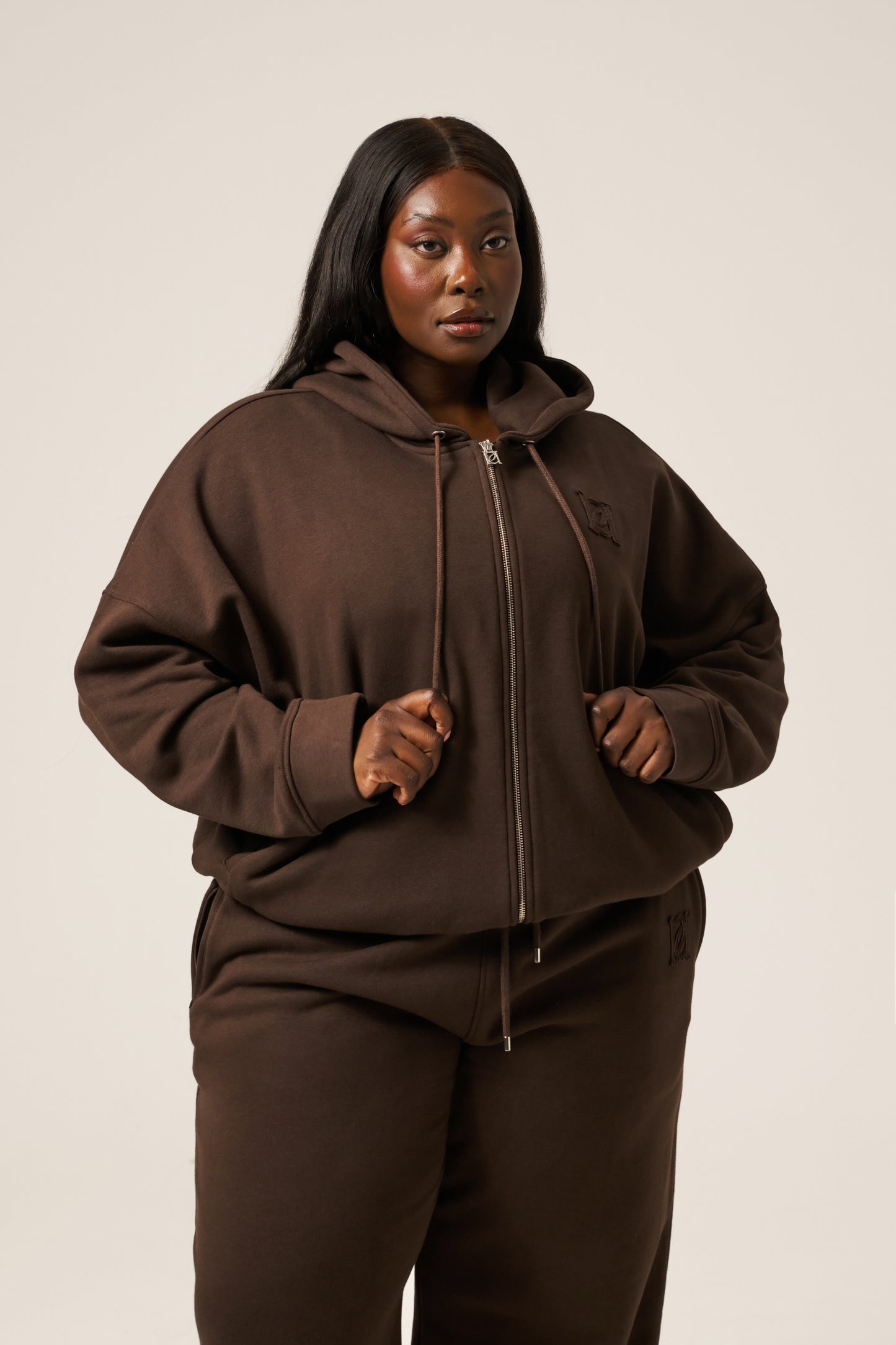 Zip Through Hoodie - Espresso