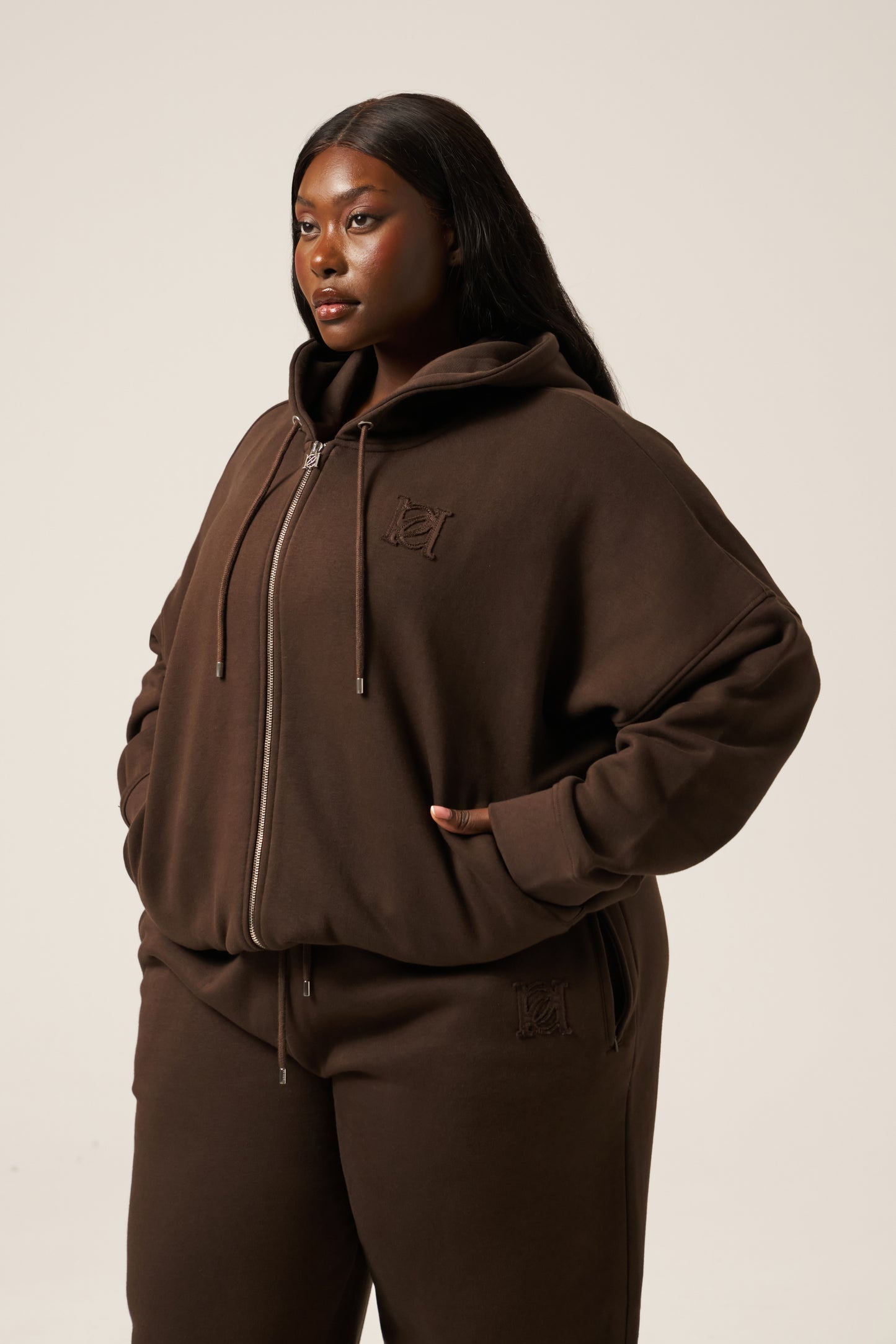 Zip Through Hoodie - Espresso