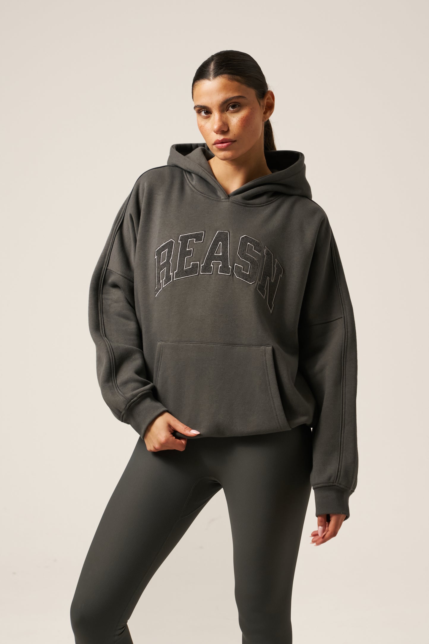 Oversized Branded Hoodie - Graphite