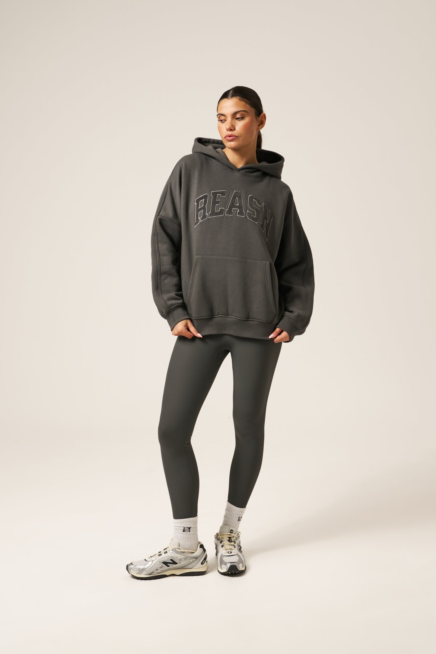 Oversized Branded Hoodie - Graphite