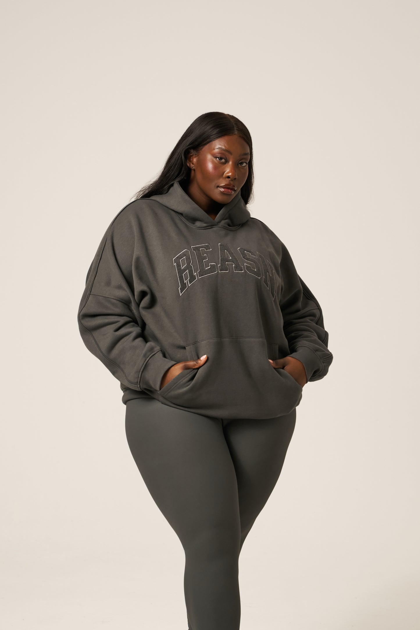 Oversized Branded Hoodie - Graphite