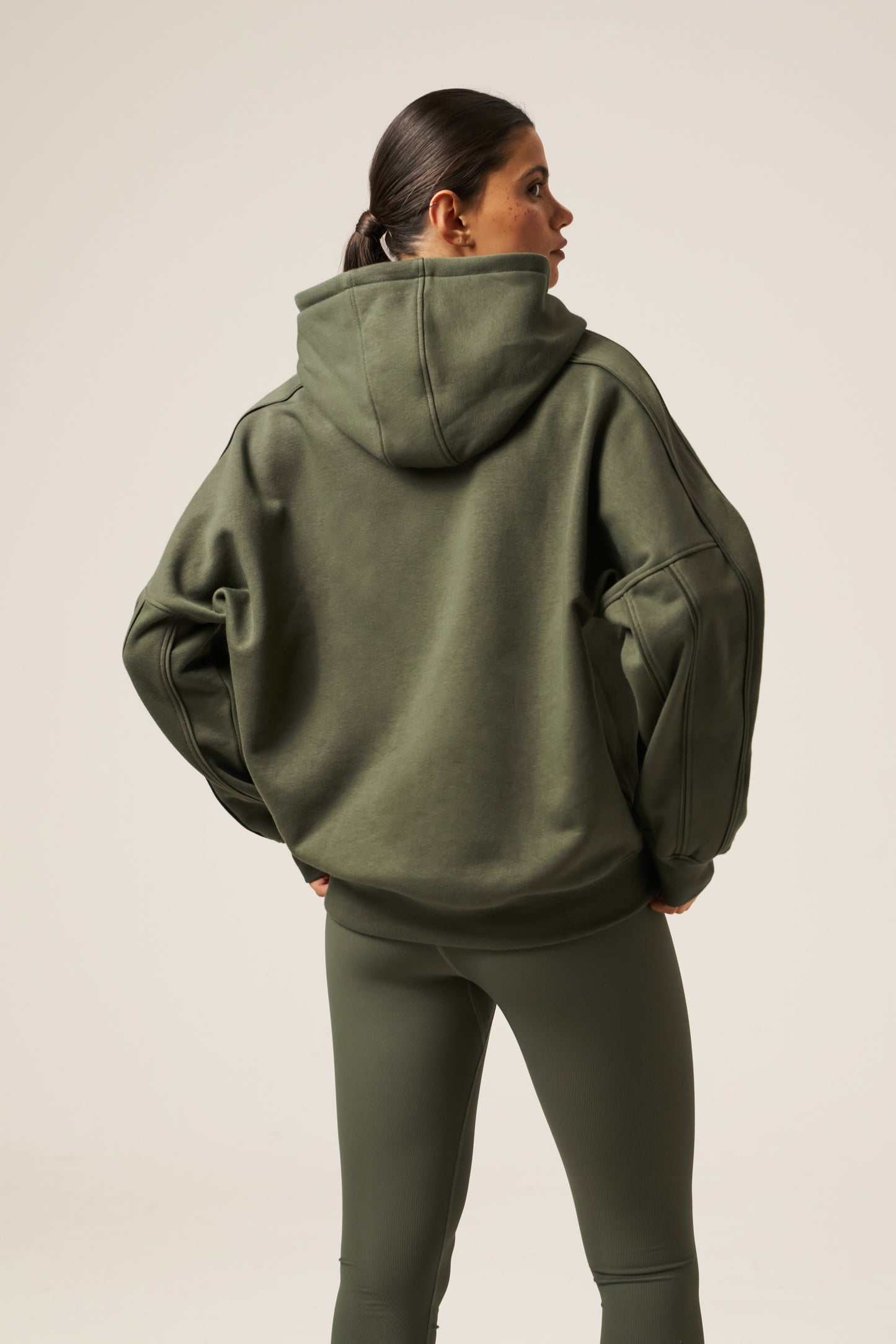 Oversized Branded Hoodie - Dusty Khaki