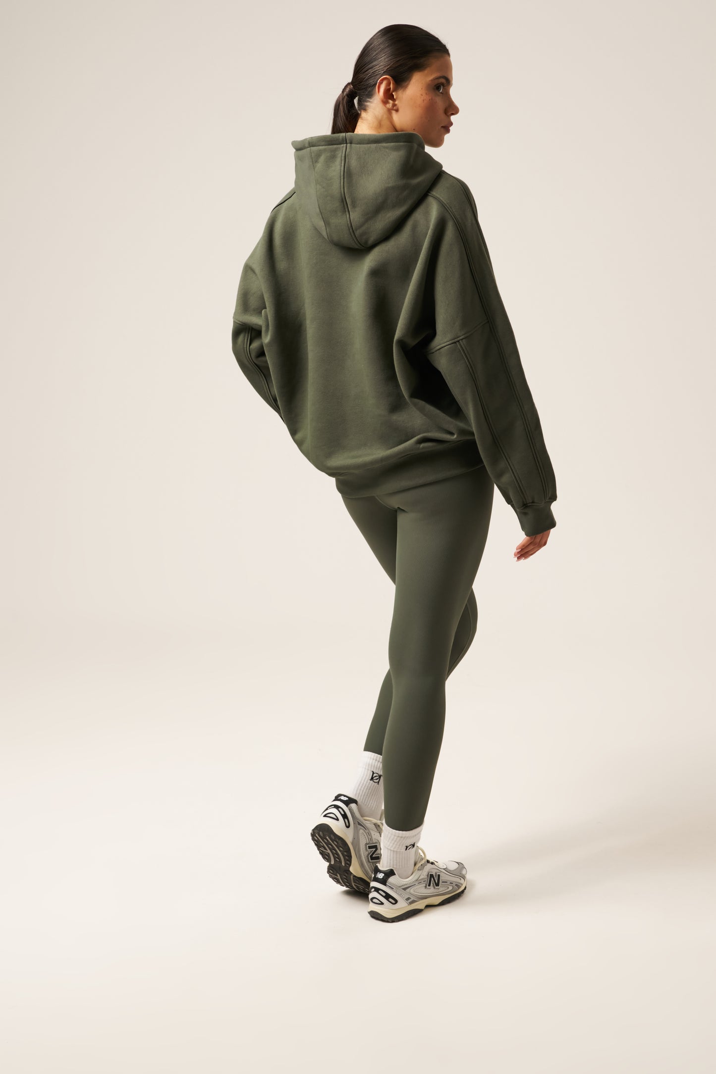 Oversized Branded Hoodie - Dusty Khaki