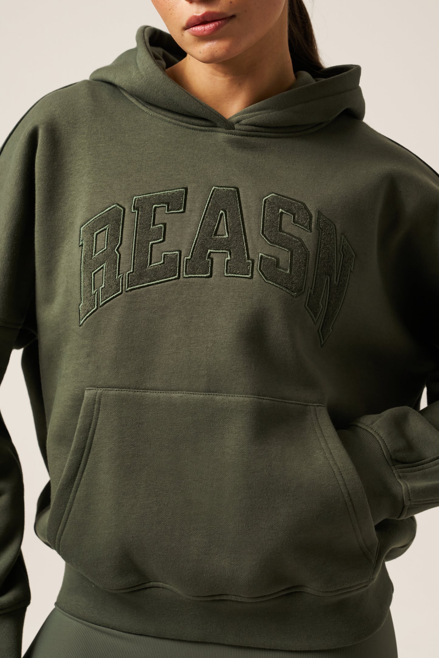 Oversized Branded Hoodie - Dusty Khaki