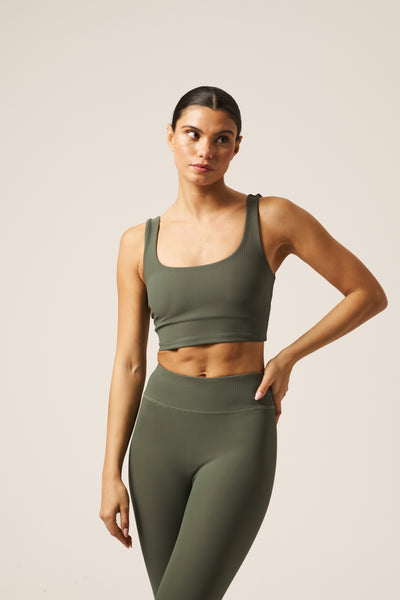 The Sculpt Built In Sports Bra - Dusty Khaki