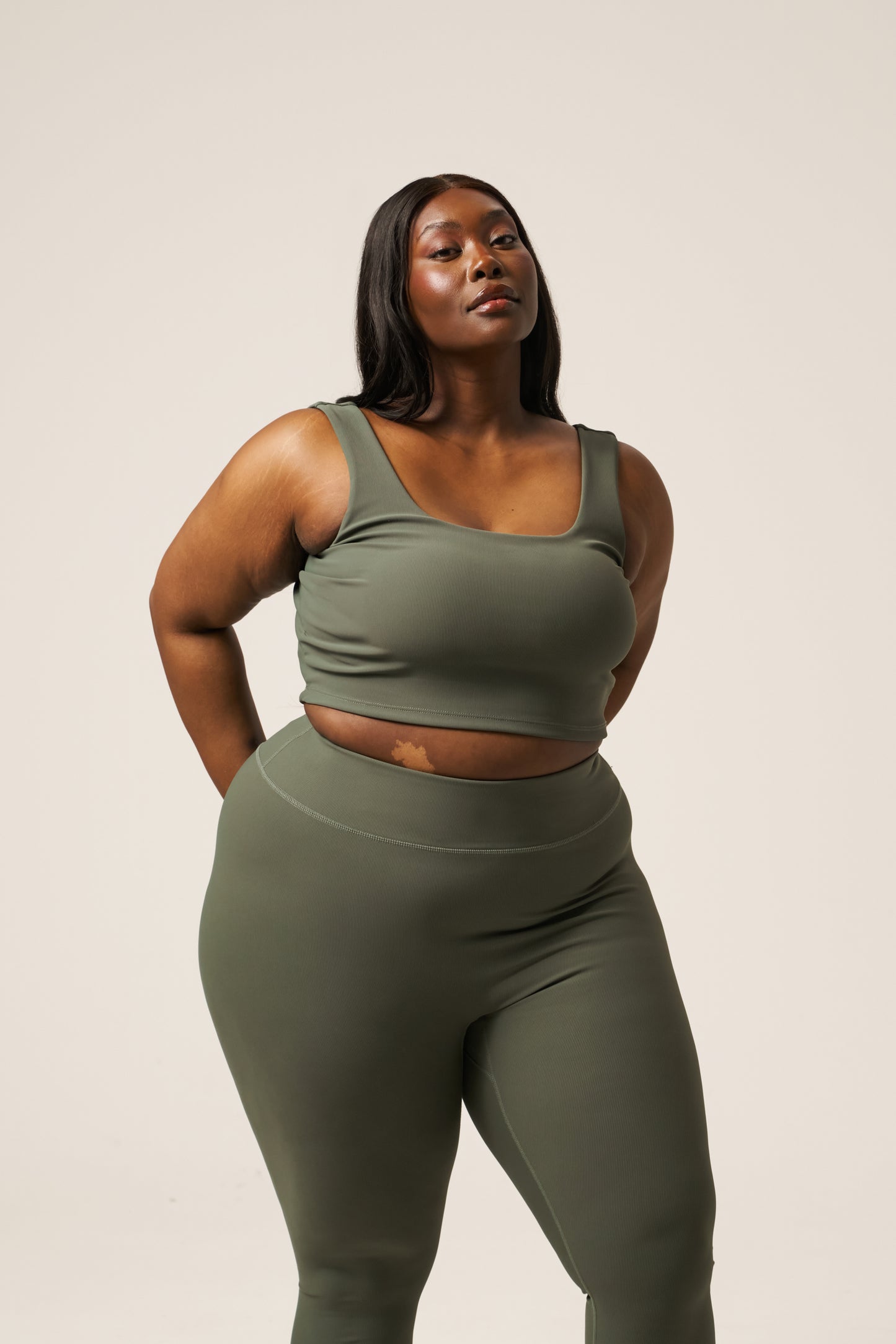 The Sculpt Built In Sports Bra - Dusty Khaki