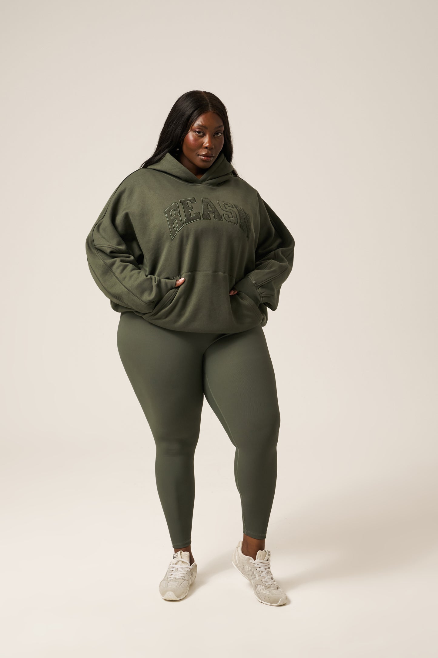 Oversized Branded Hoodie - Dusty Khaki