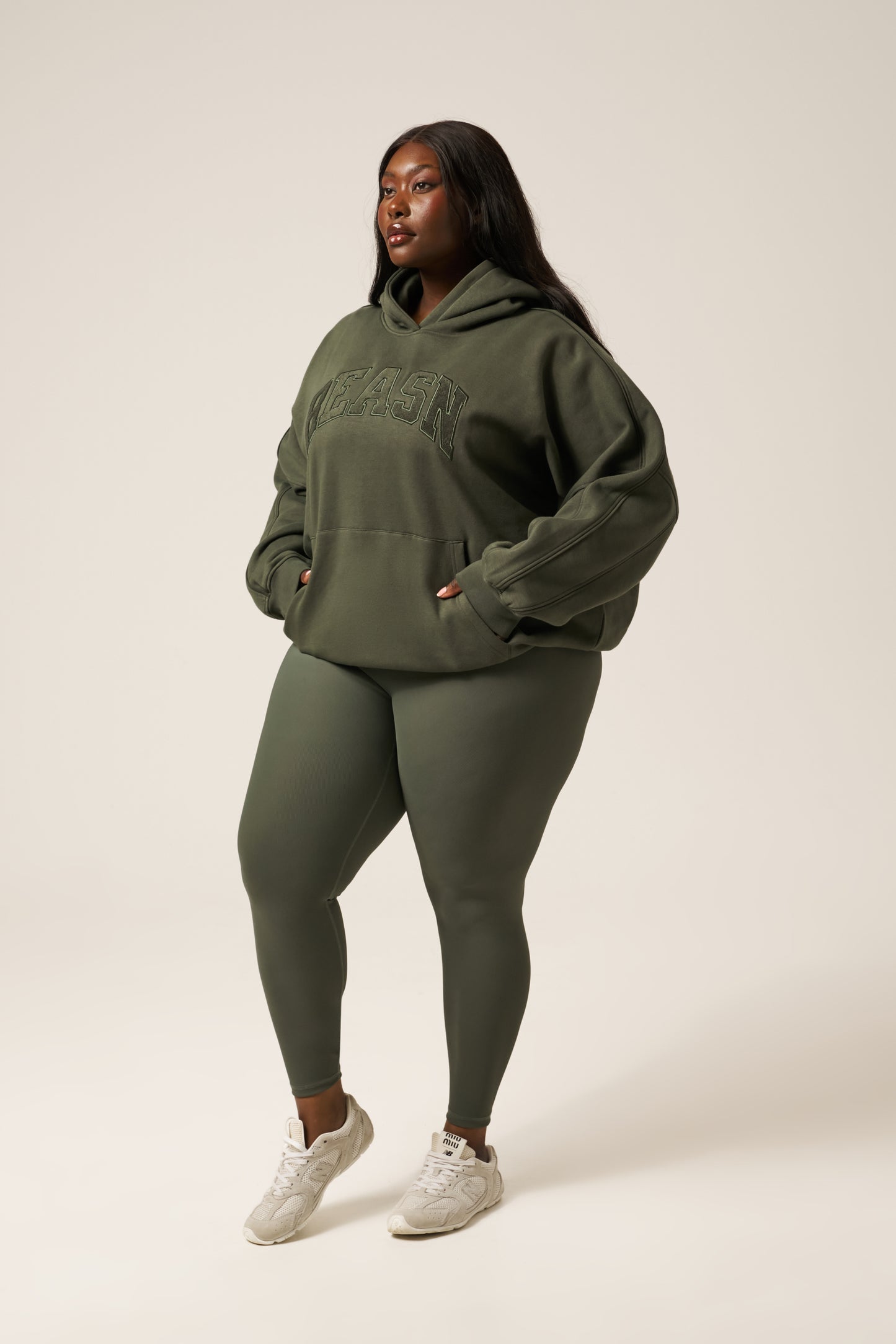 Oversized Branded Hoodie - Dusty Khaki