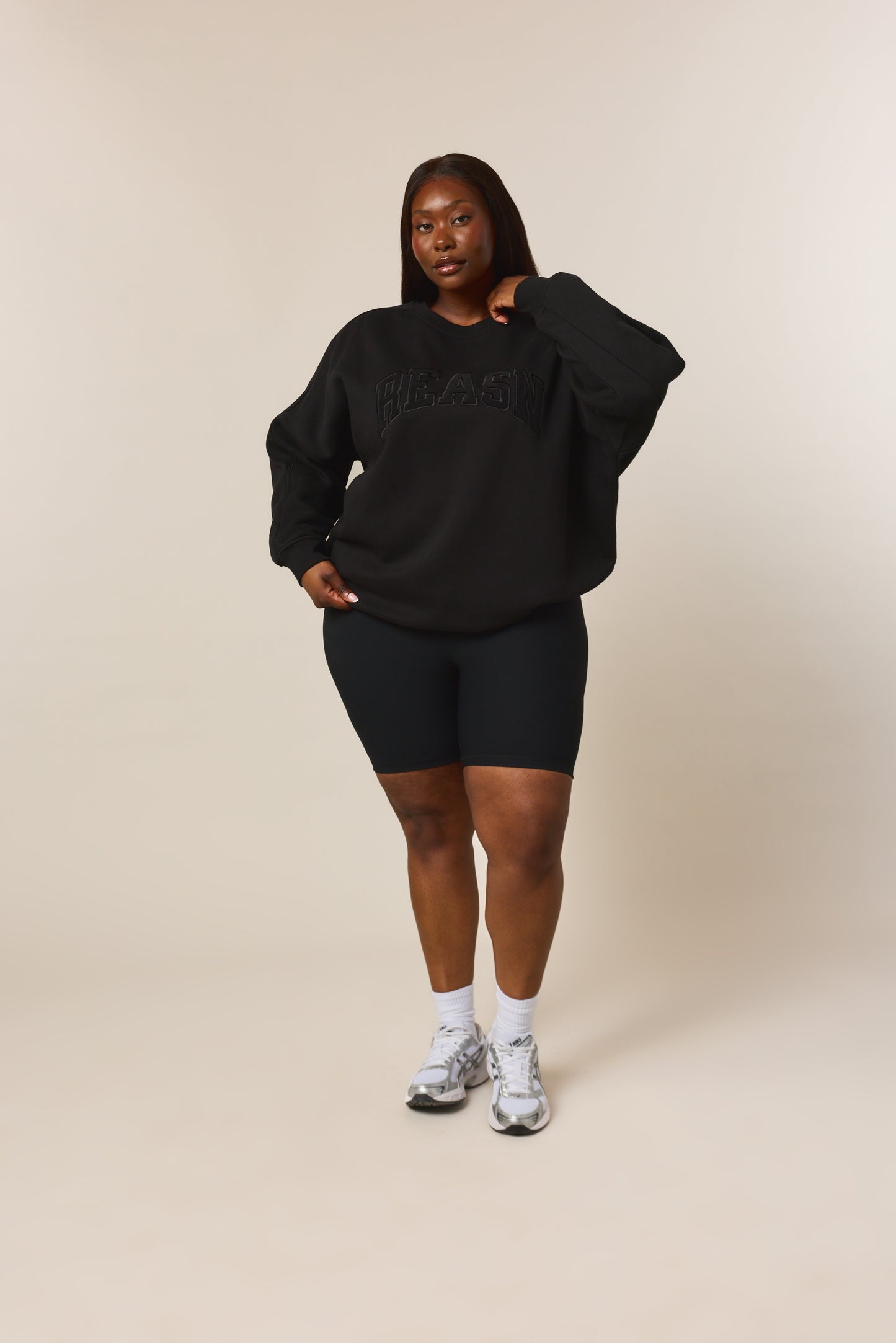 Oversized Branded Crew Neck Sweatshirt - Core Black
