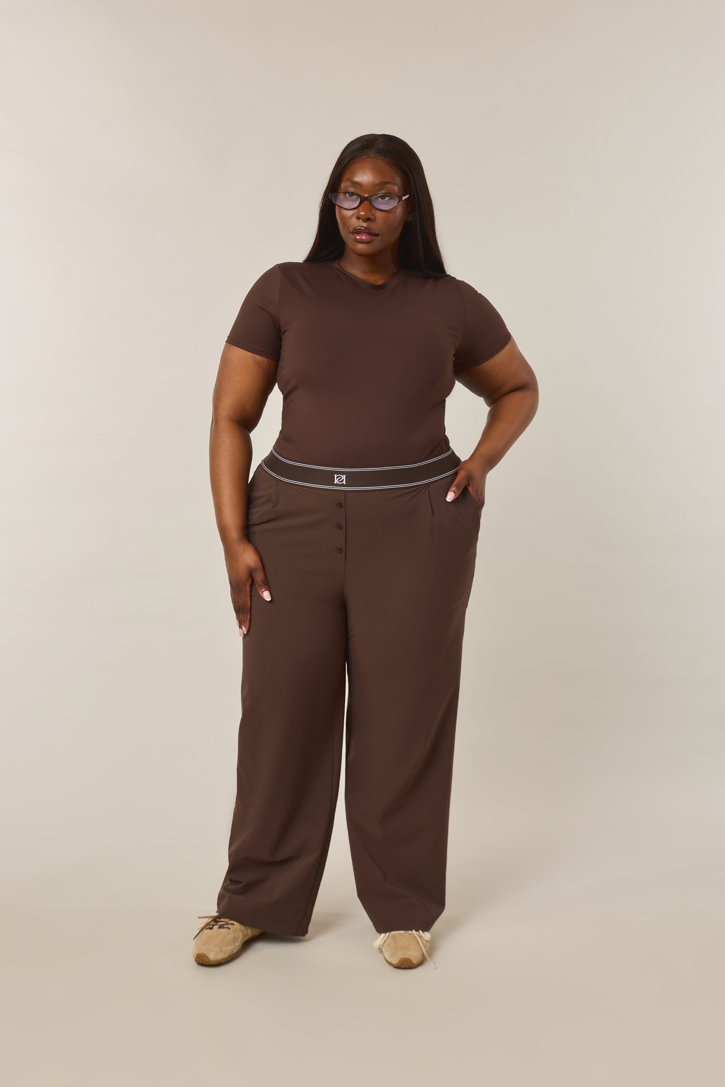Sculpting Built In Bra Short Sleeve Baby Tee - Espresso