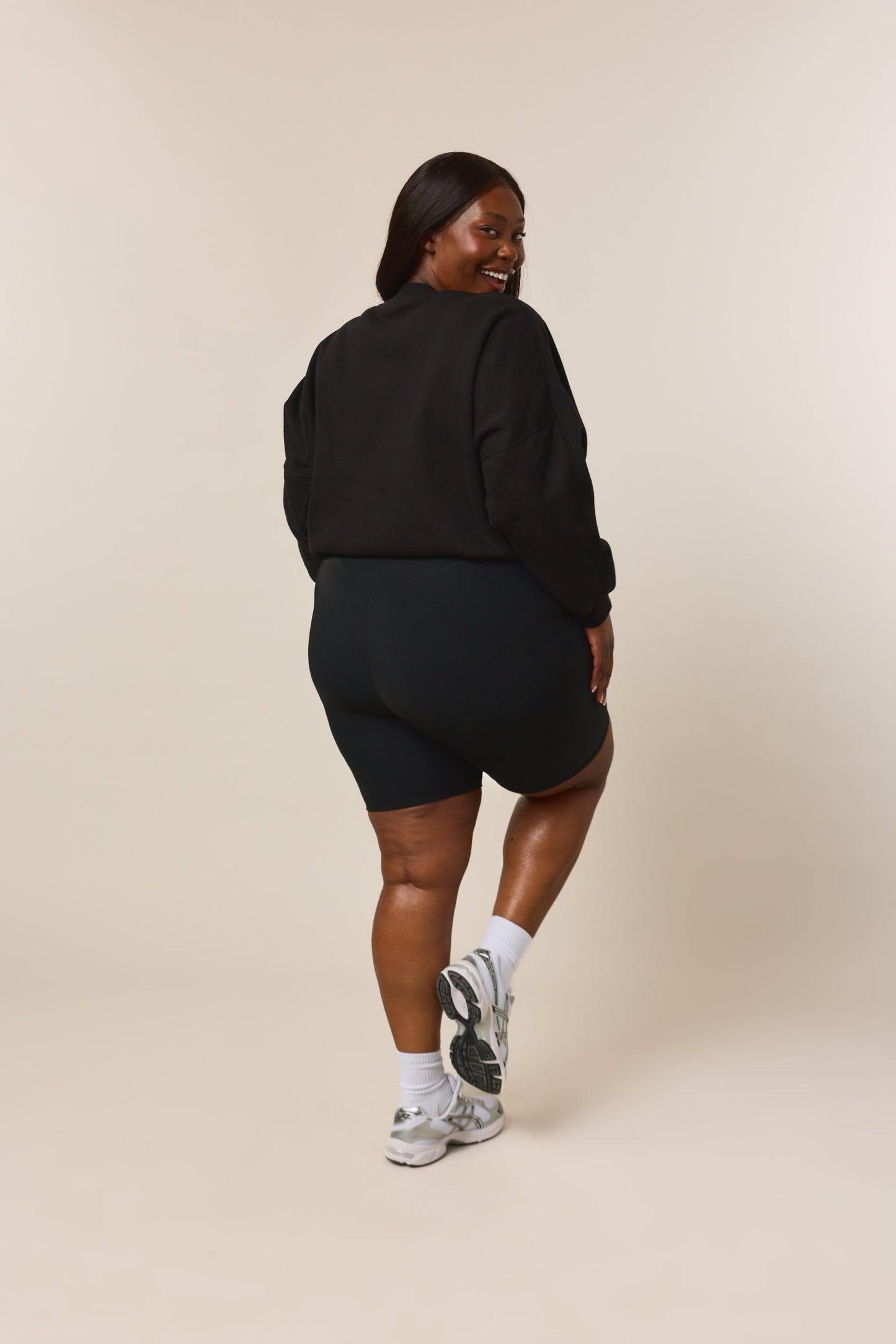 Oversized Branded Crew Neck Sweatshirt - Core Black