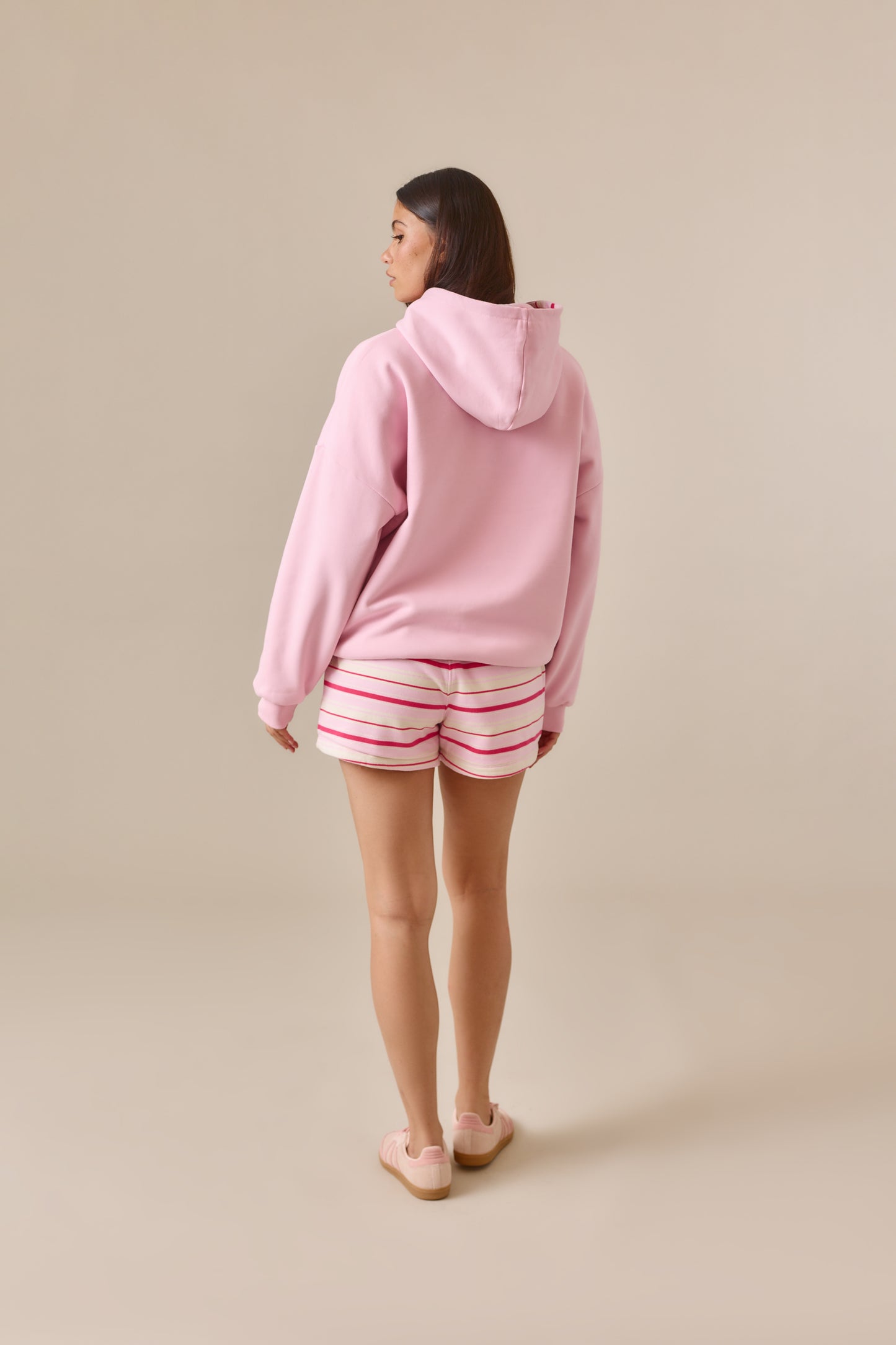 Reversible Stripe High Waist Shorts - Ballerina Pink